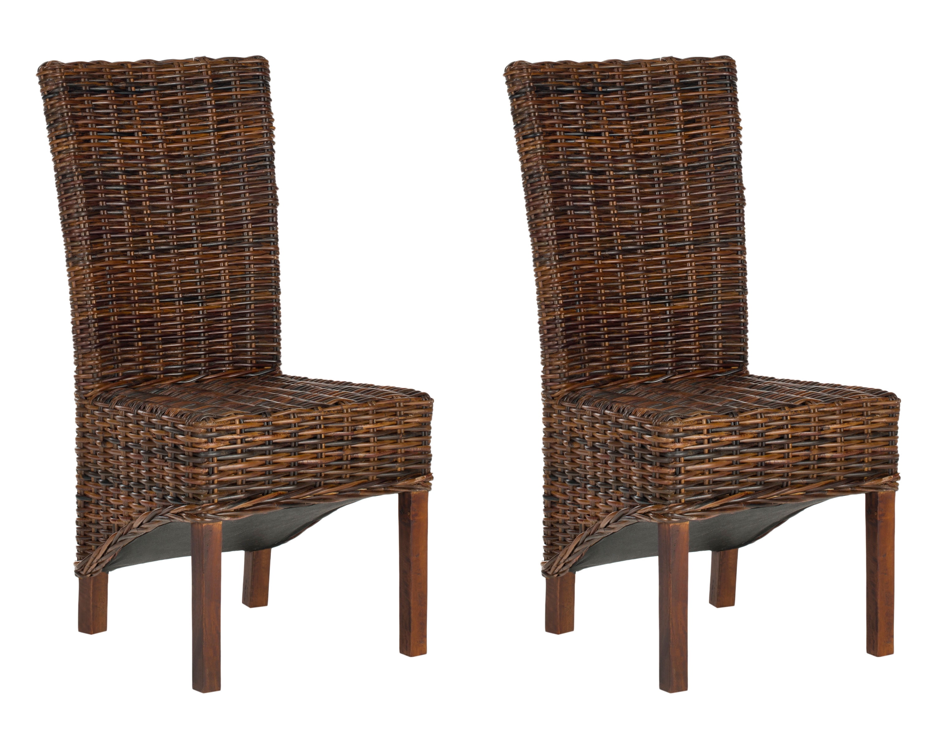 SAFAVIEH Ridge Bohemian Rattan Solid Dining Parsons Chair, Croco (Set of 2)
