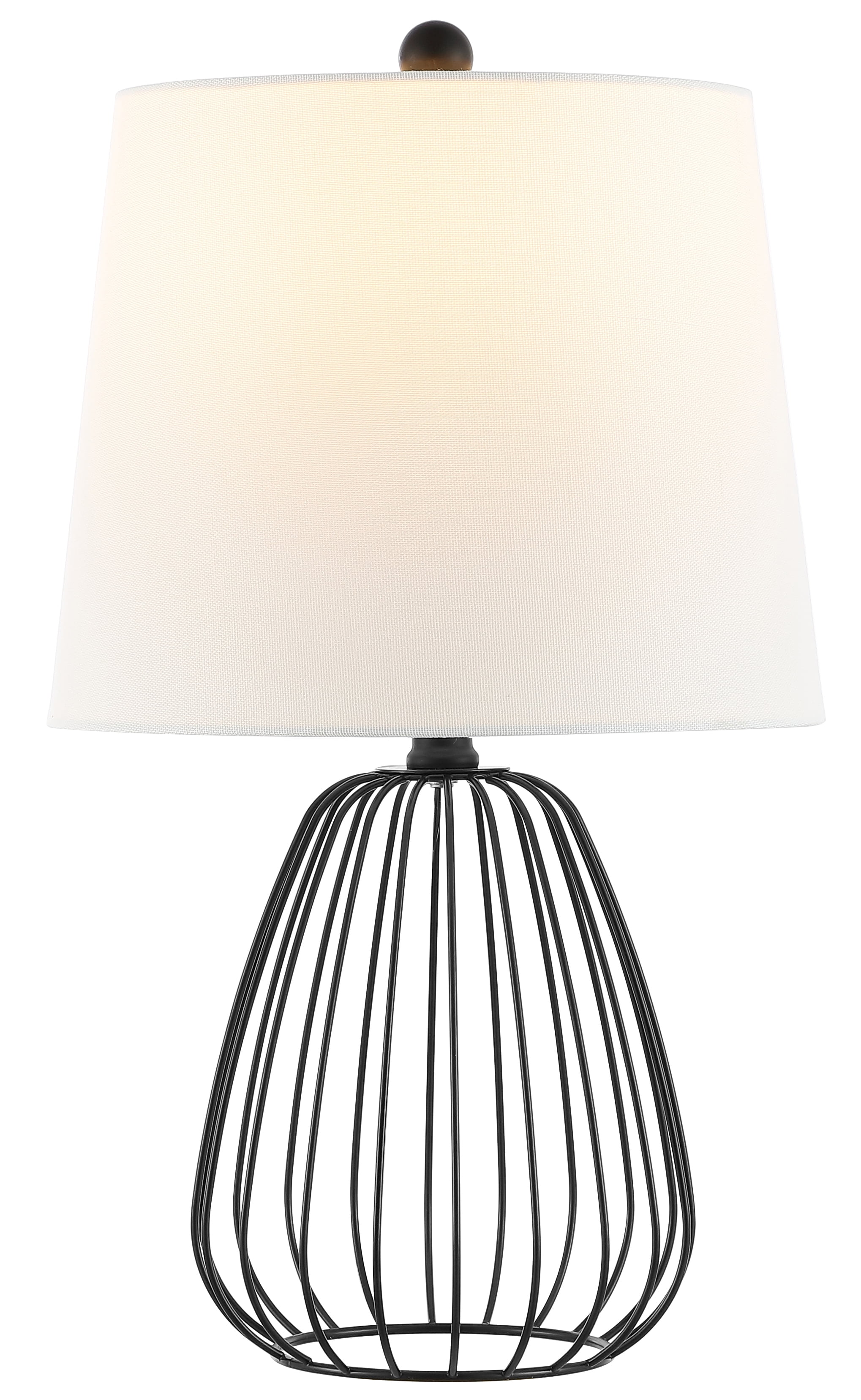 SAFAVIEH Seine 19 in. Glam Black Iron Table Lamp with Off-white 100% Cotton Shade