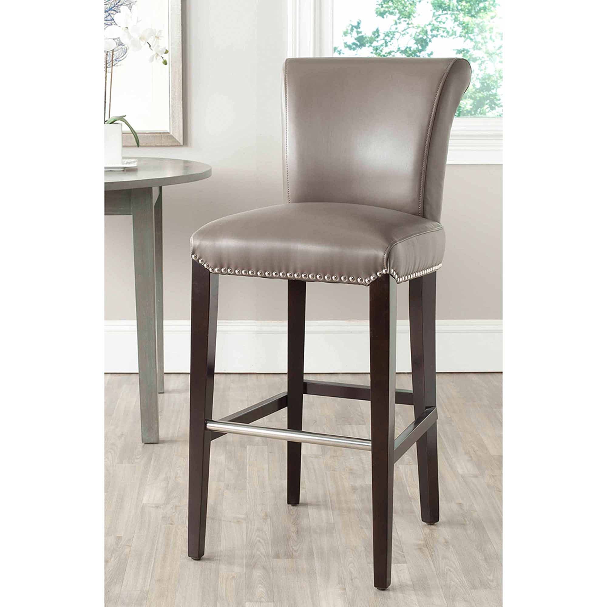 SAFAVIEH Seth Transitional Glam Bar Stool with Footrest, Clay