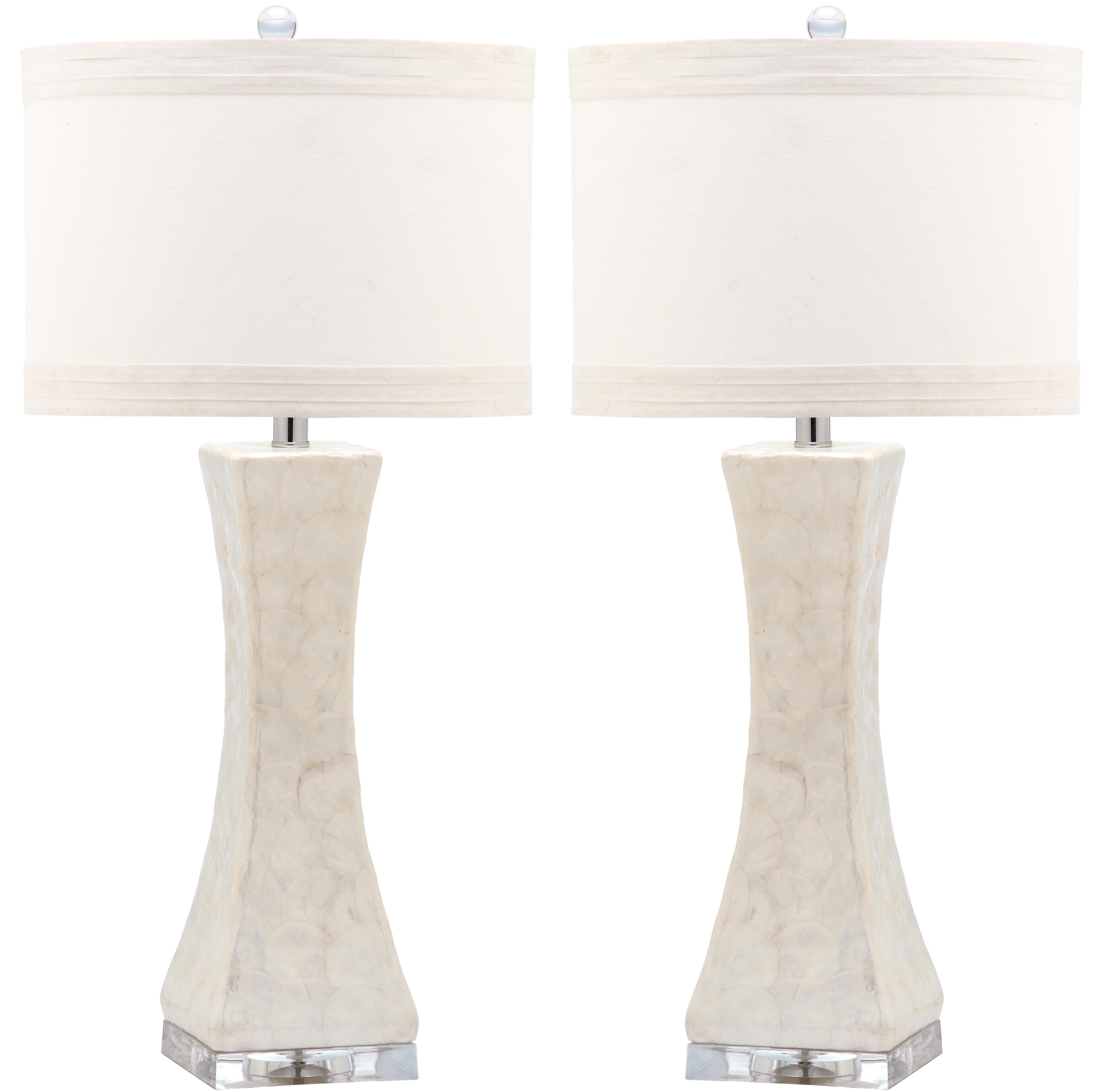 SAFAVIEH Shelley 30.5 in H Coastal Table Lamps with USB Port, White, Set of 2