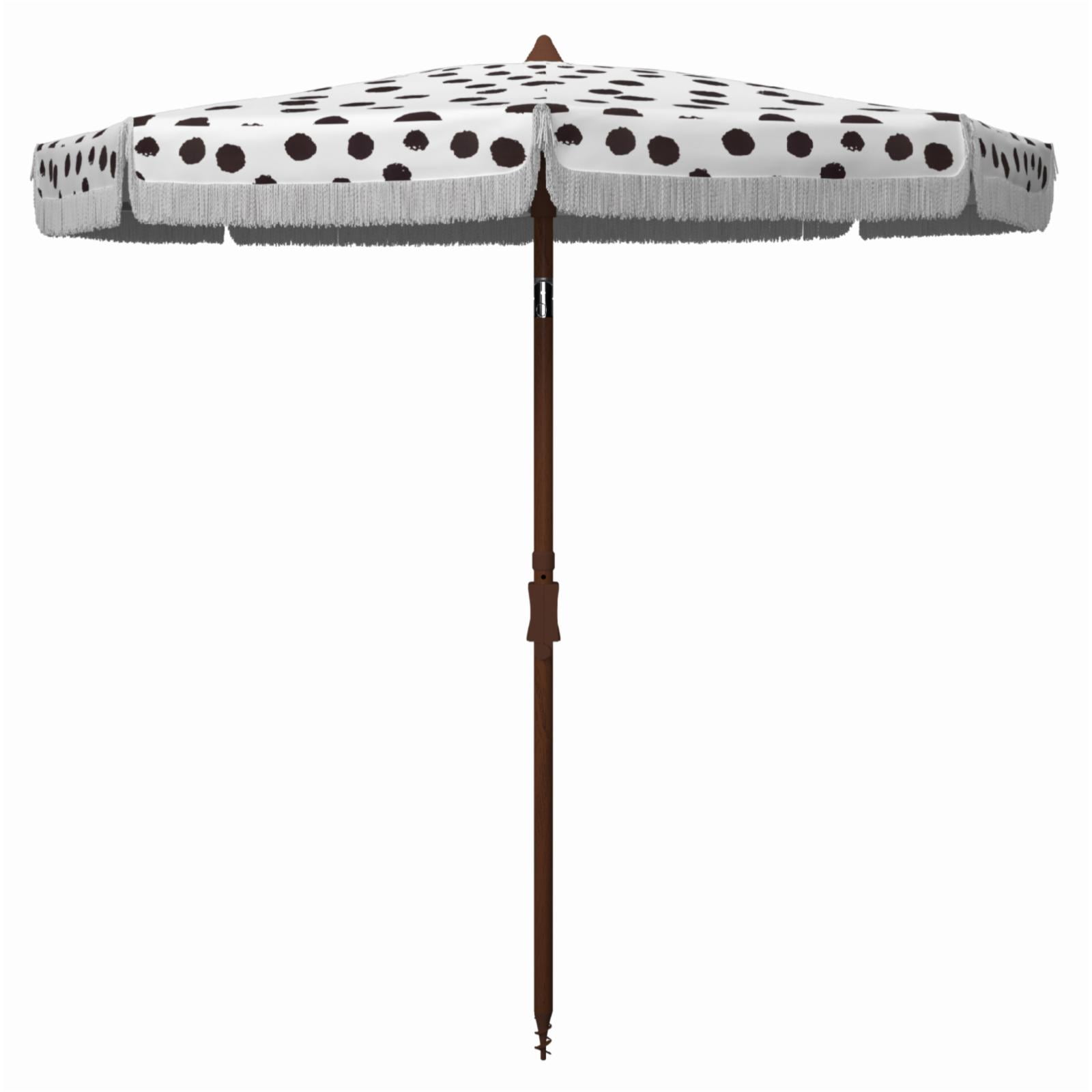 SAFAVIEH Sydney 6.5' Beach Patio Umbrella, White/Black