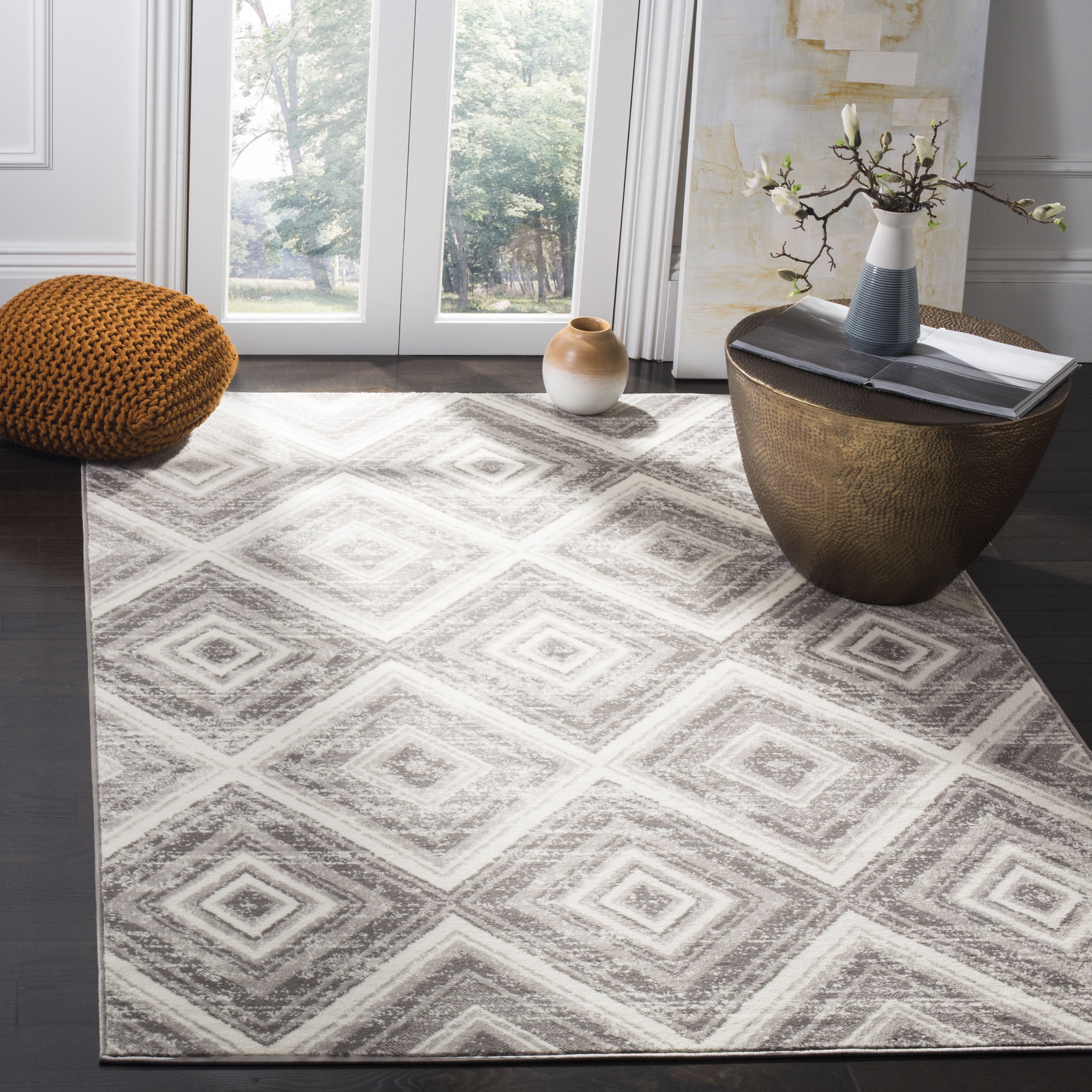 SAFAVIEH Skyler Cuthbert Geometric Area Rug, Grey/Ivory, 9' x 12'