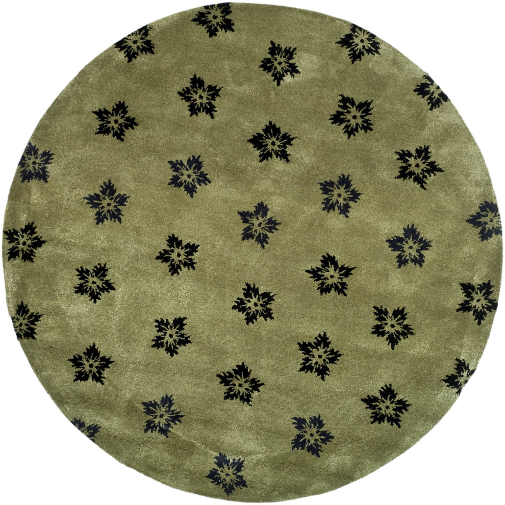 SAFAVIEH Soho Liam Floral Wool Area Rug, Sage/Black, 6' x 6' Round