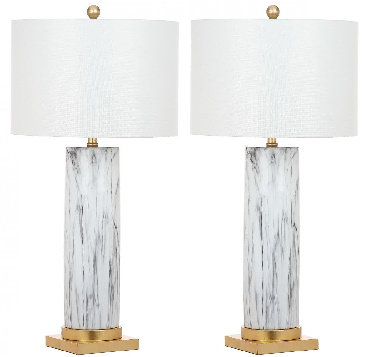 SAFAVIEH Sonia 31.25 in. H Faux Marble Column Table Lamp, Set of 2