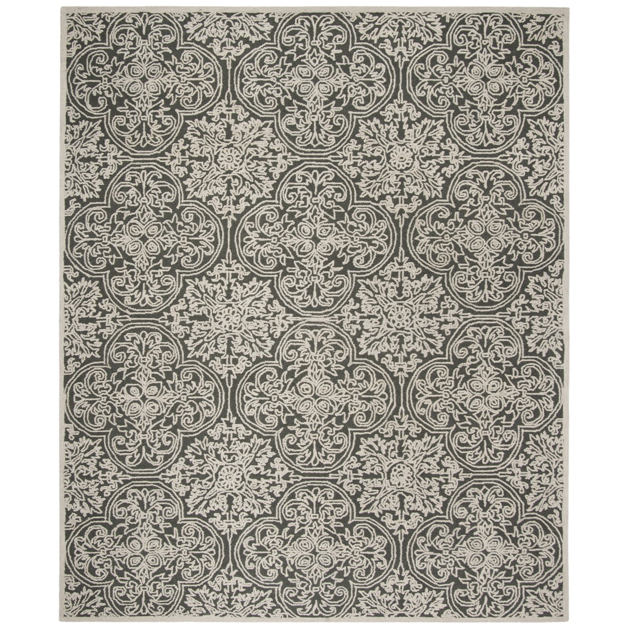 SAFAVIEH Trace Burton Geometric Wool Area Rug, Dark Grey/Light Grey, 8' x 10'