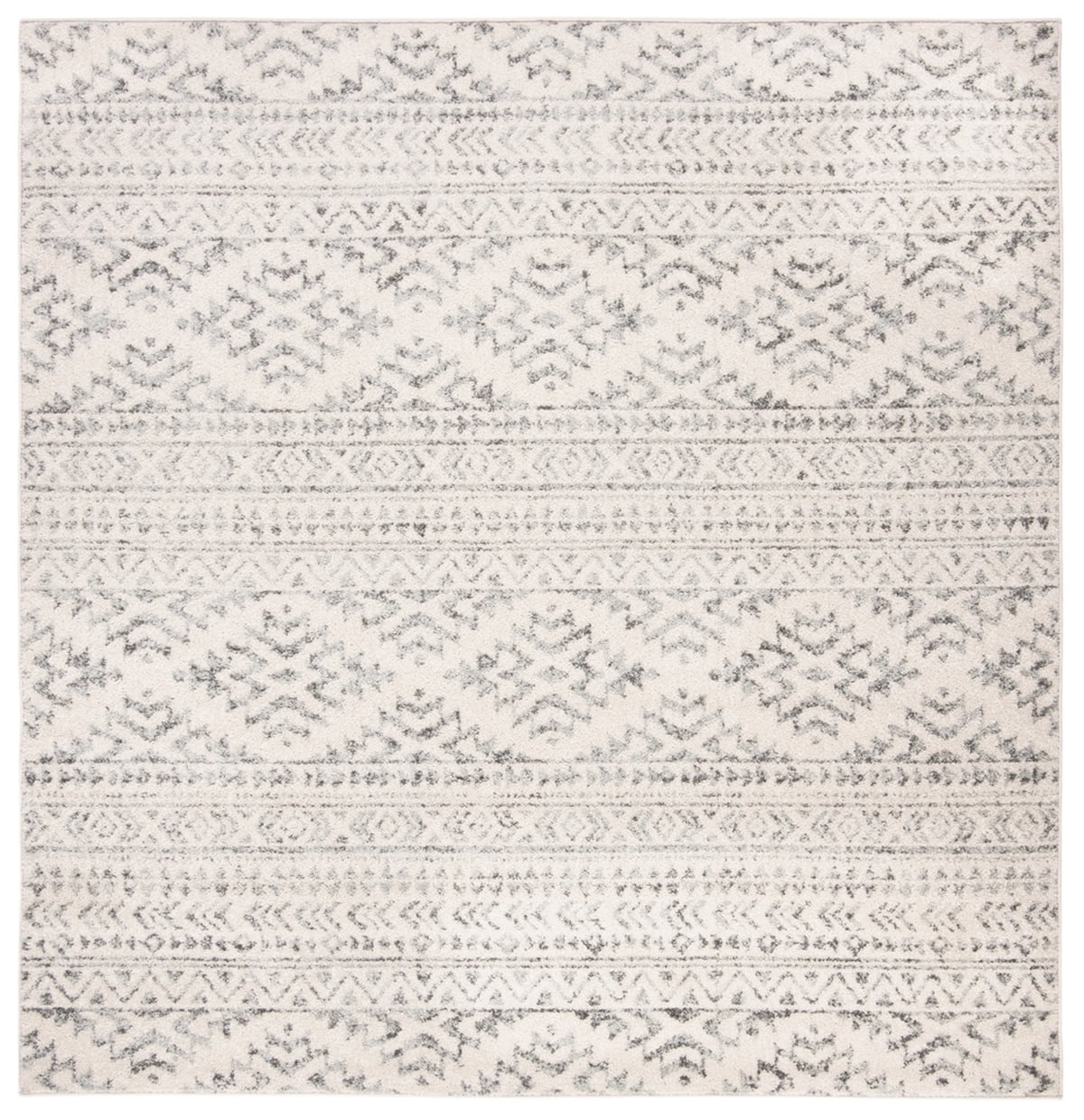 SAFAVIEH Tulum Lakisha Distressed Southwestern Area Rug, 11' x 11' Square, Ivory/Grey