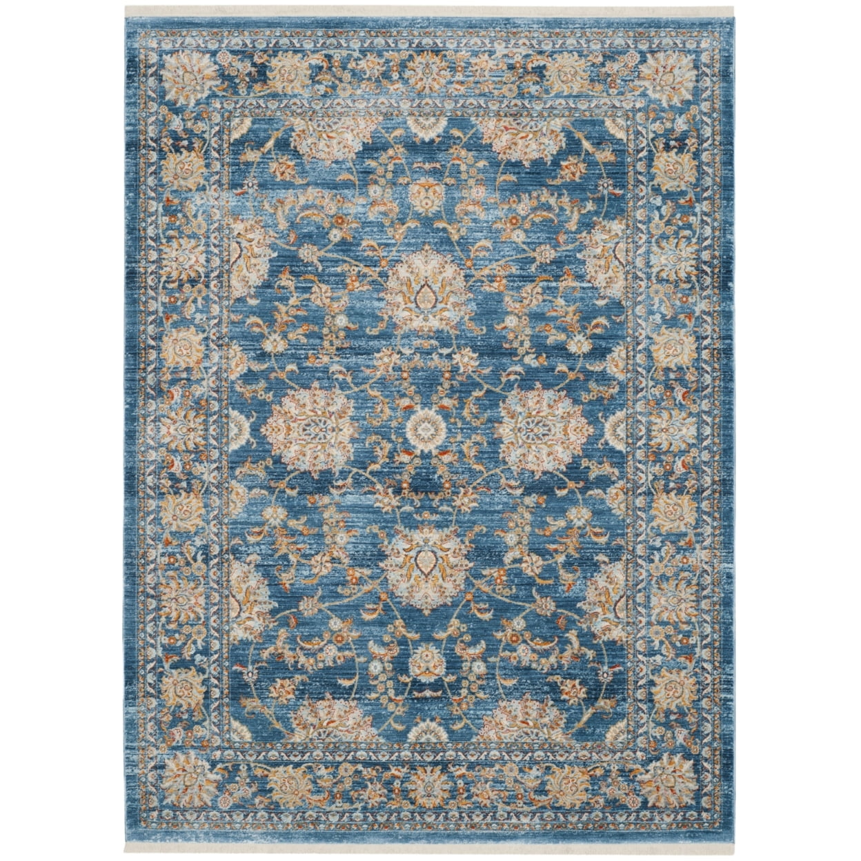 SAFAVIEH Vintage Persian Maggie Distressed Polyester Area Rug, Turquoise/Multi, 5' x 7'6"
