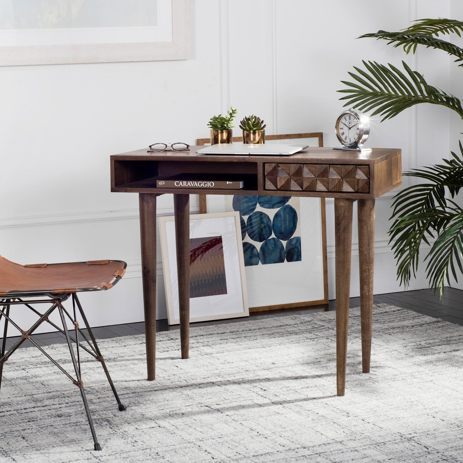 SAFAVIEH Zinnia Modern w/ Drawer Writing Desk, Walnut