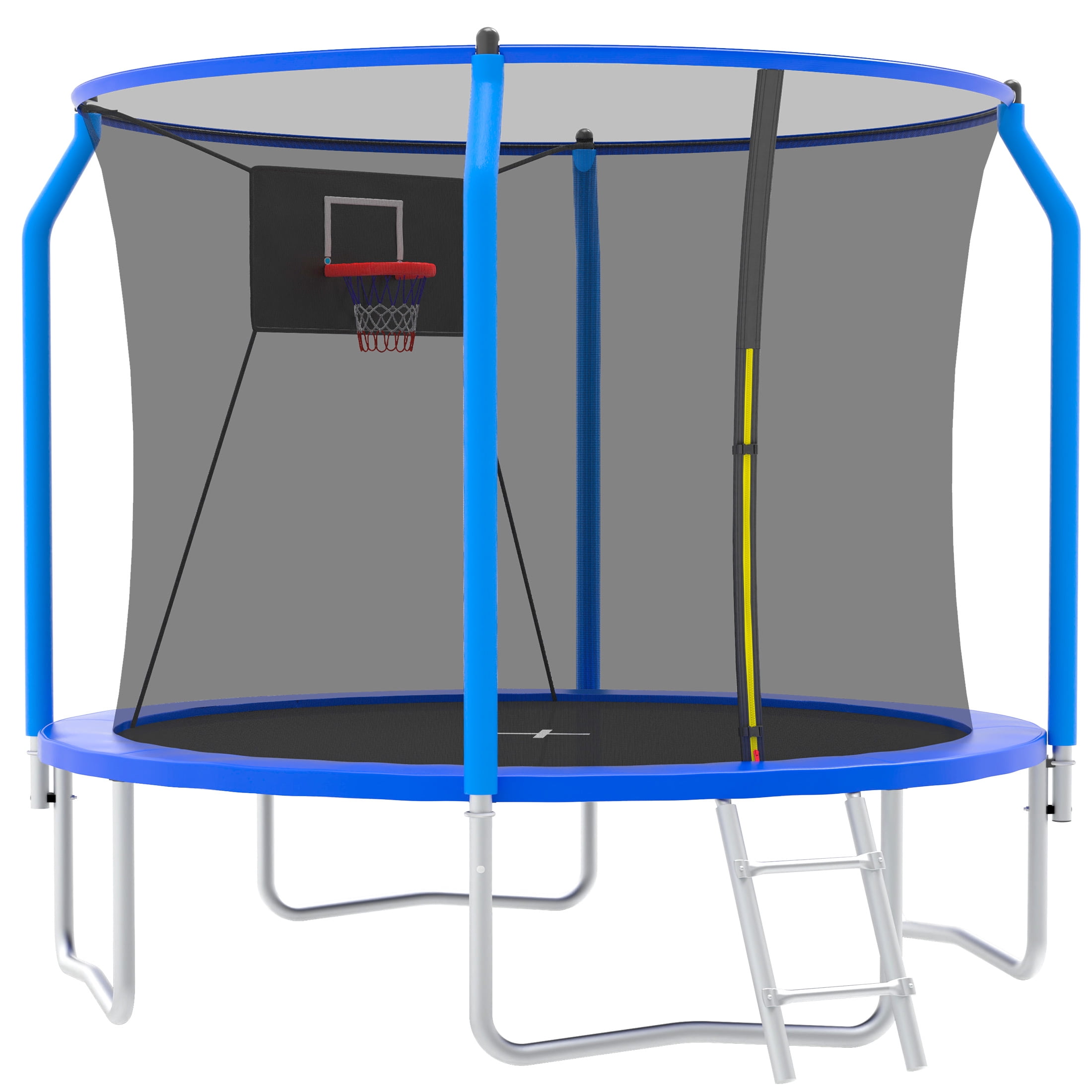 SEGMART 10ft Trampoline for Kids with Basketball Hoop and Enclosure Net/Ladder,Blue
