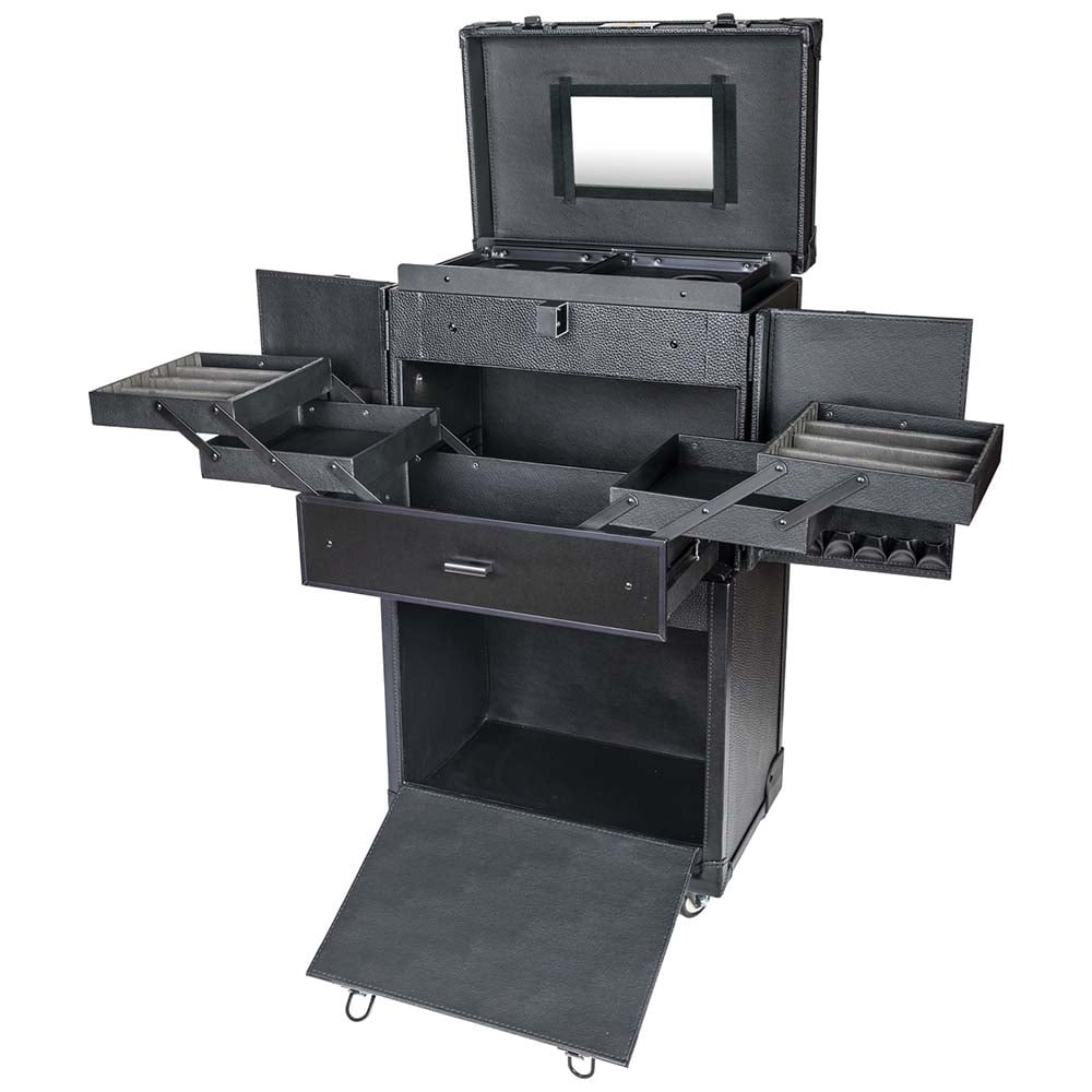 SHANY REBEL Series – Pro Makeup Artists Multifunction Cosmetics Trolley Train Case – Large - Knight