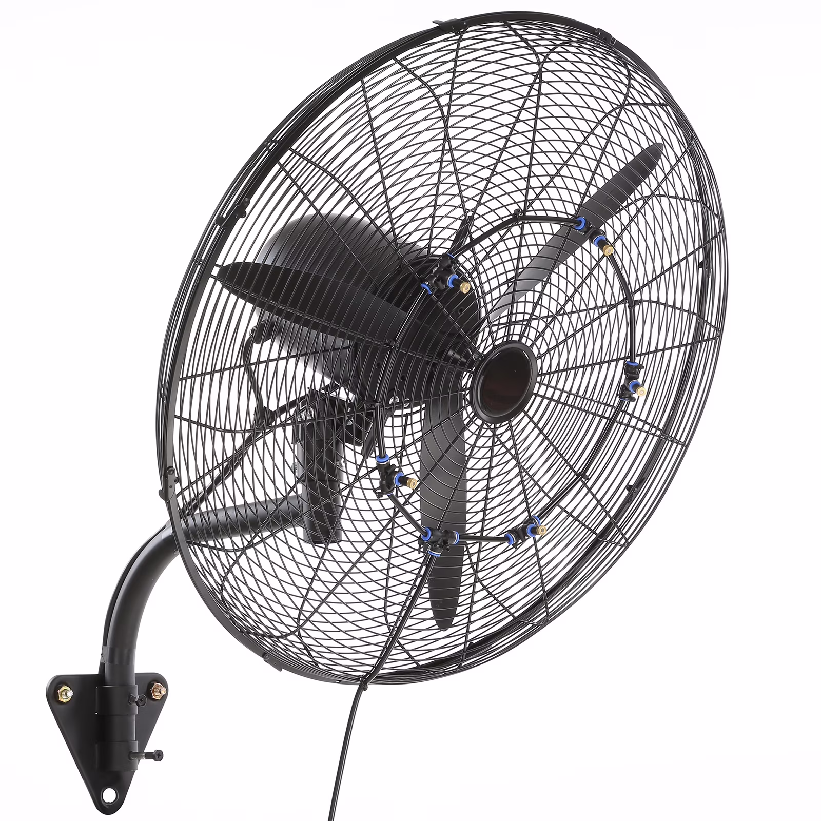 SKYSHALO Wall-Mount Misting Fan Oscillating Metal Fan 24.3'' 3 Speed Waterproof
