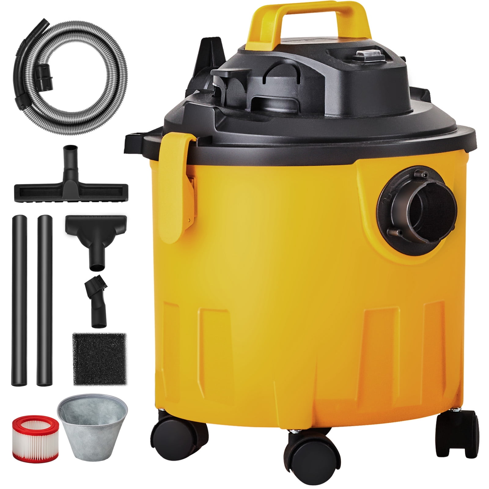 KFFKFF Wet/Dry Shop Vacuum 5 Gallon 6-HP with Accessories 2-in-1 Crevice Nozzle