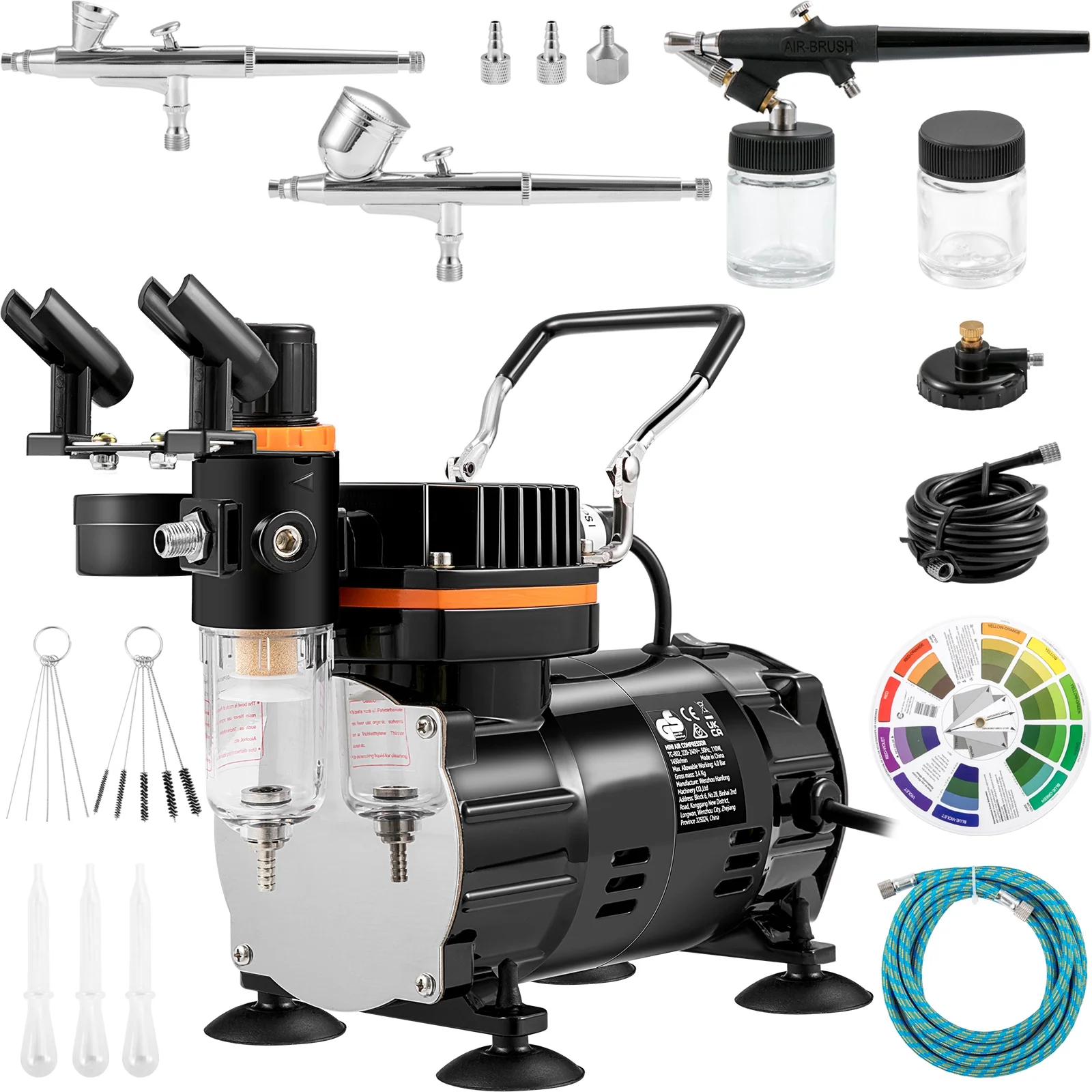 KFFKFF Airbrush Kit, Professional Airbrush Set with Compressor, Airbrushing System Kit with Multi-purpose Dual-action Gravity Feed Airbrushes, Art Nail Cookie Tatto