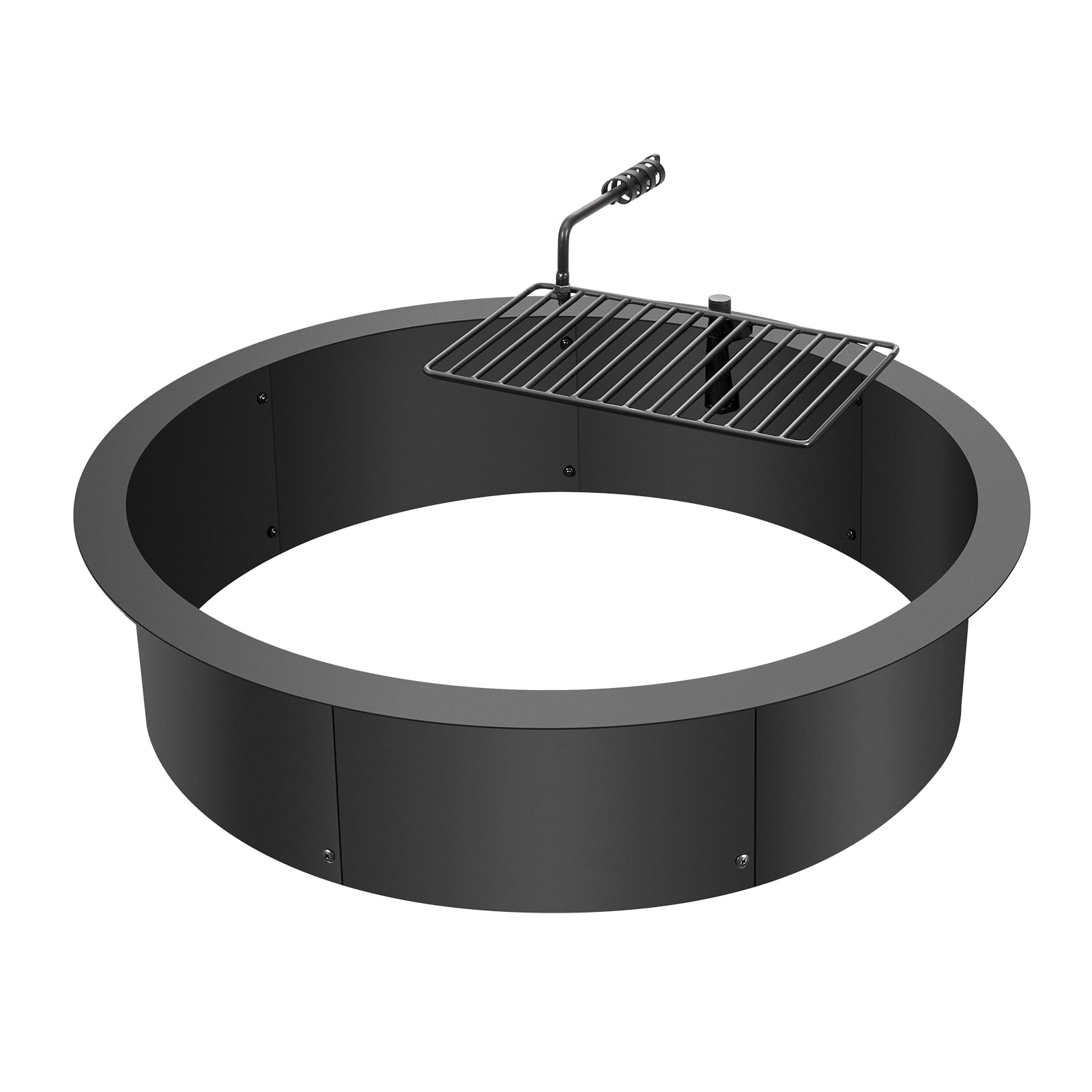 SKYSHALO Fire Pit Circle, BBQ Fire Ring Combo, 35-In Outer/31-In Inner Diameter, 8.5in Tall, Carbon Steel DIY Campfire Circle, Above/In-Ground Use, Ideal for Outdoor Camping, Bonfires