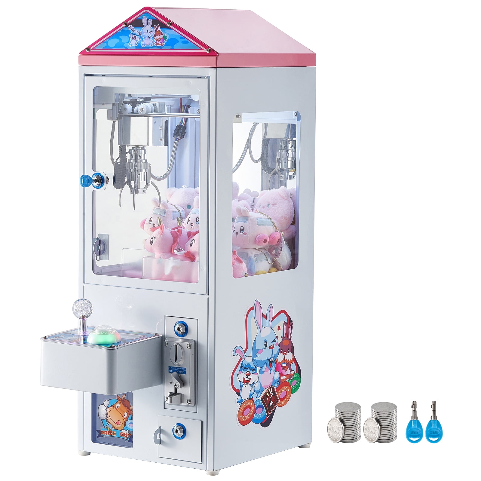 KFFKFF Mini Claw Crane Machine, Claw Range 0-3'' & Lift 0-5'', Arcade-Style Prize Catcher, Exciting Light & Sound Effects