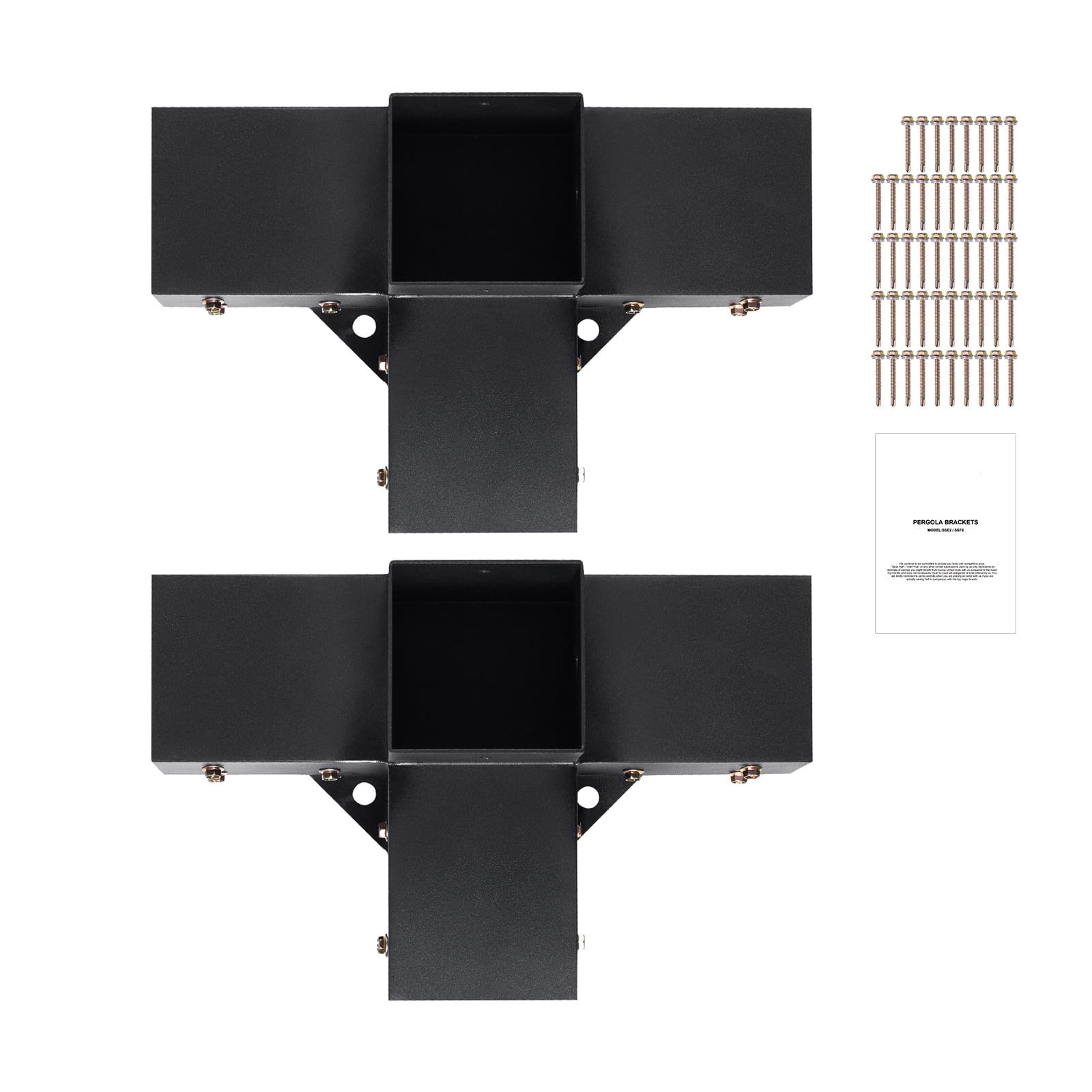 KFFKFF 4''x4'' Pergola Bracket Kit 4-Way Woodworks DIY Post for Gazebos 2 pcs