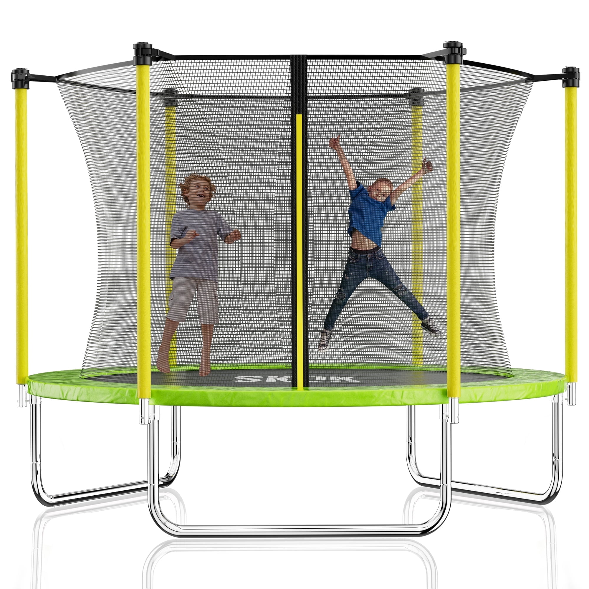 SKOK 8FT Large Cage Trampoline with Safety Enclosure Netting for Kids and Adults, 400LBS Capacity