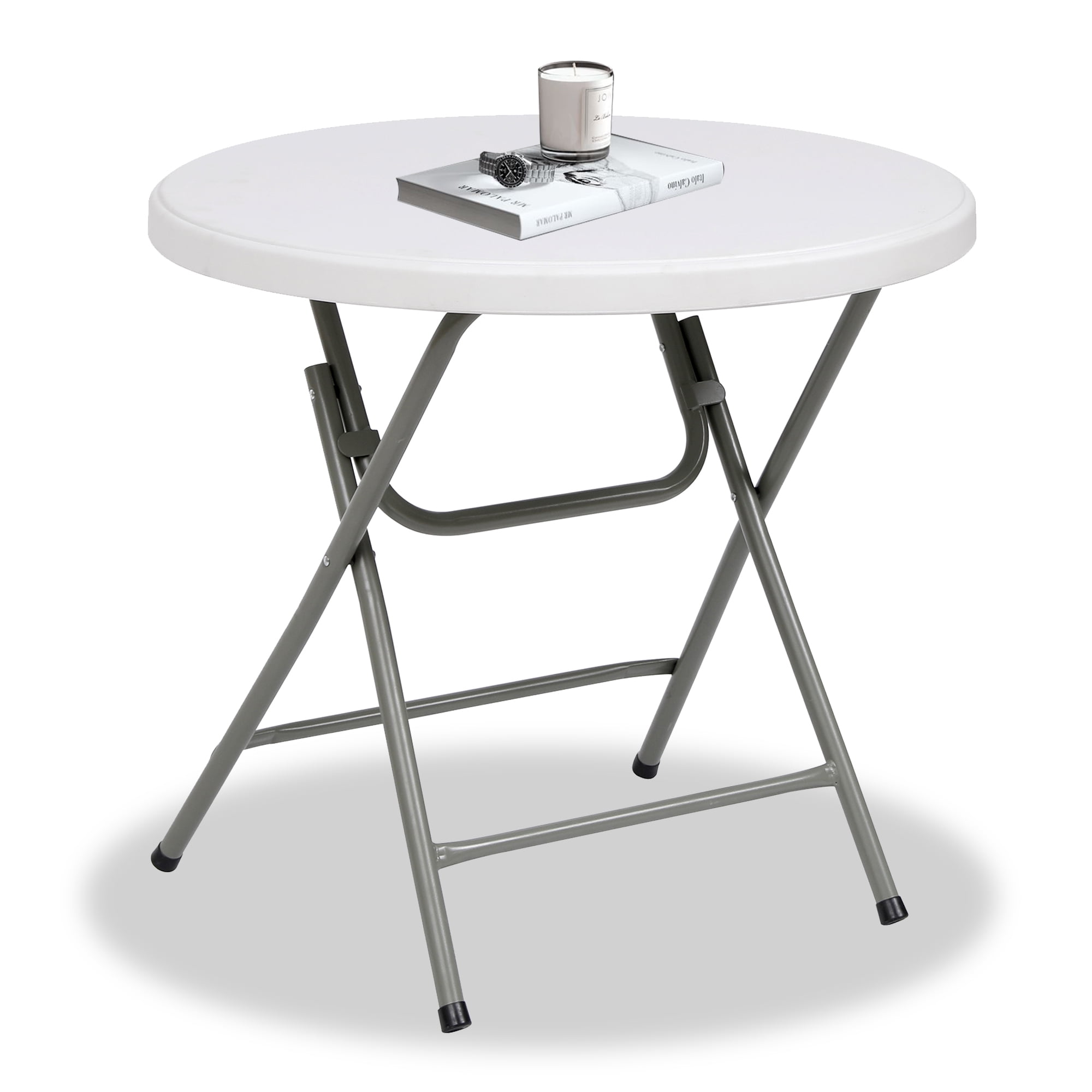 SUGIFT 32" Round Folding Table for Indoor and Outdoor Use, White