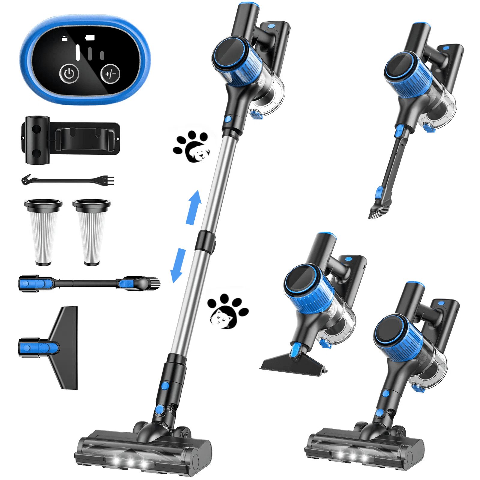 SUXIANGVAC Cordless Vacuum Cleaner, 30Kpa 8 in 1 Lightweight Stick Vacuum, Anti-Tangle Vacuum, 40mins Runtime Rechargeable Vacuums for Home, Hardwood Floor, Carpet, Pet Hair, Blue