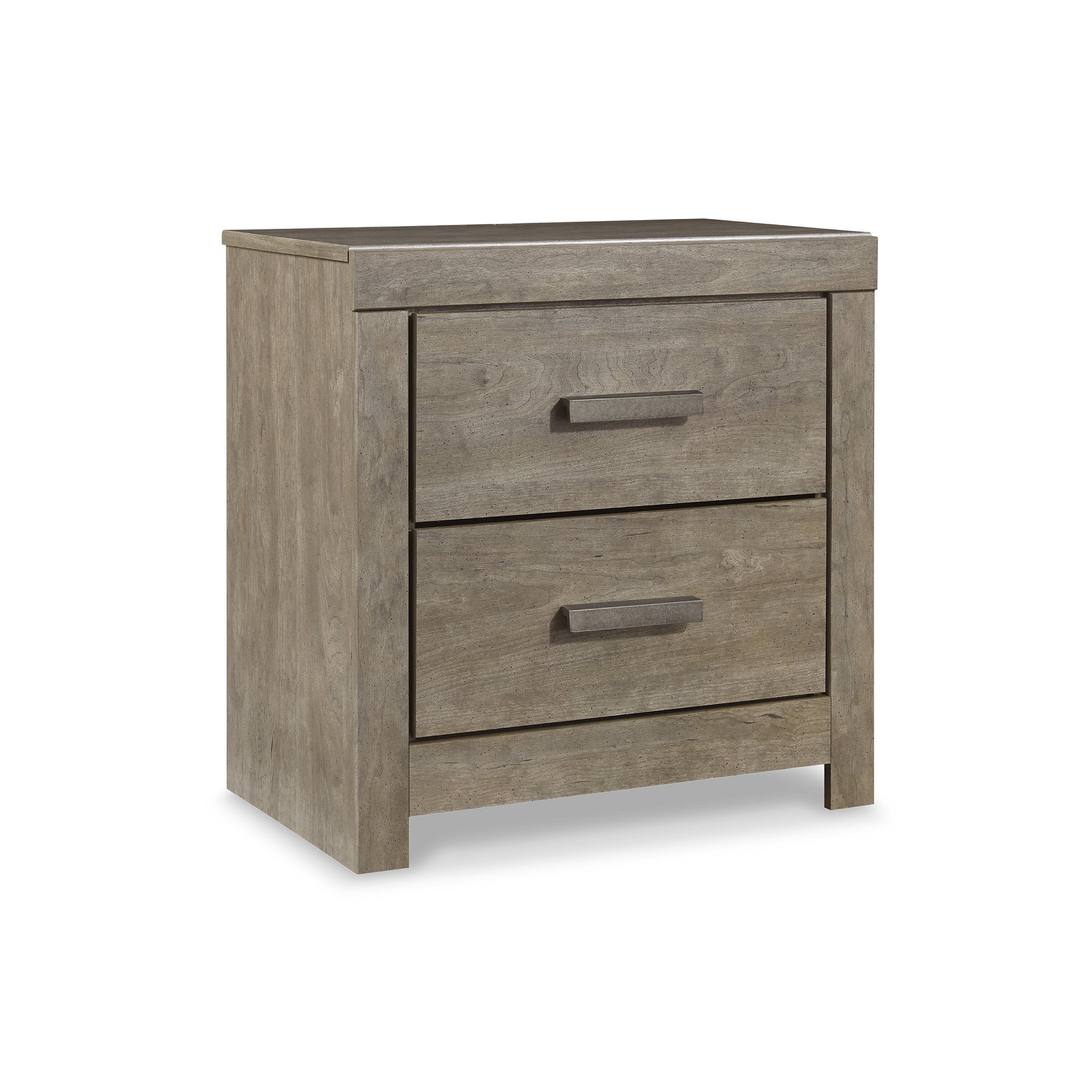 Signature Design by Ashley Culverbach 2-Drawer Nightstand - Modern Grey Night Stand with USB Charging Ports & Linen-Lined Storage Drawers