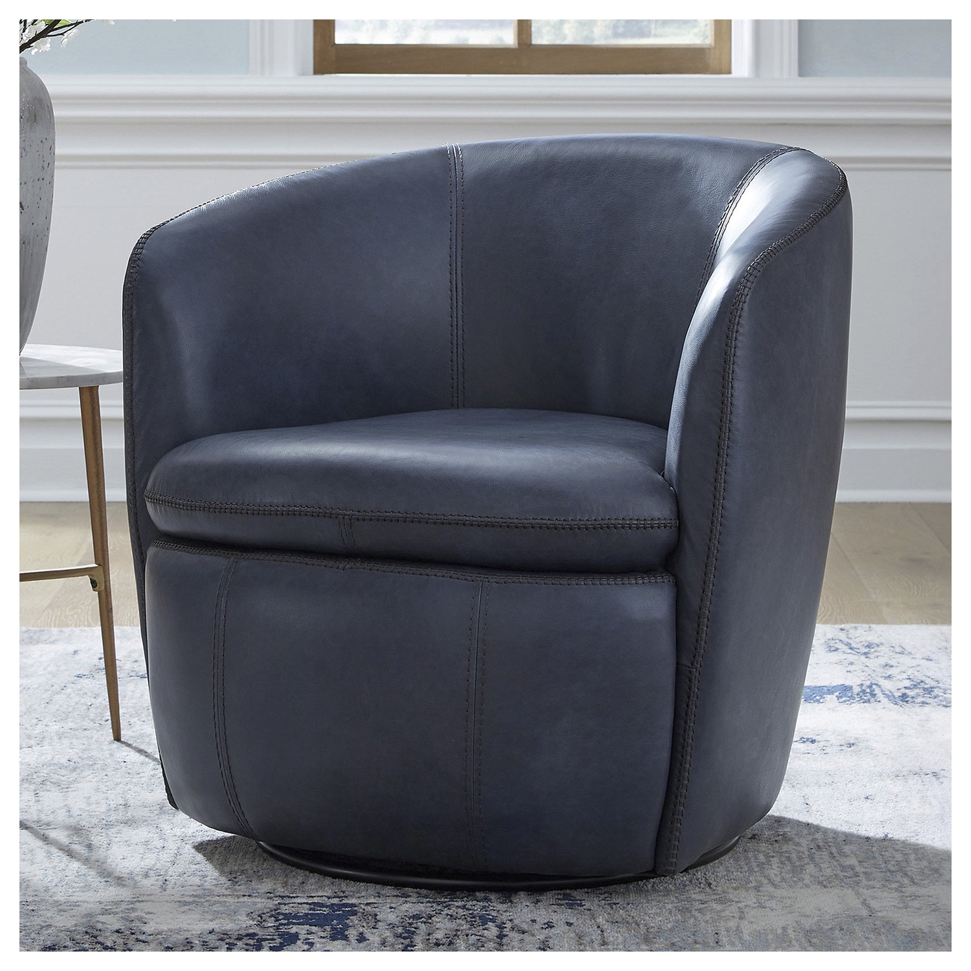 Signature Design by Ashley Kierreys 360 Degree Leather Upholstered Swivel Chair, Ocean