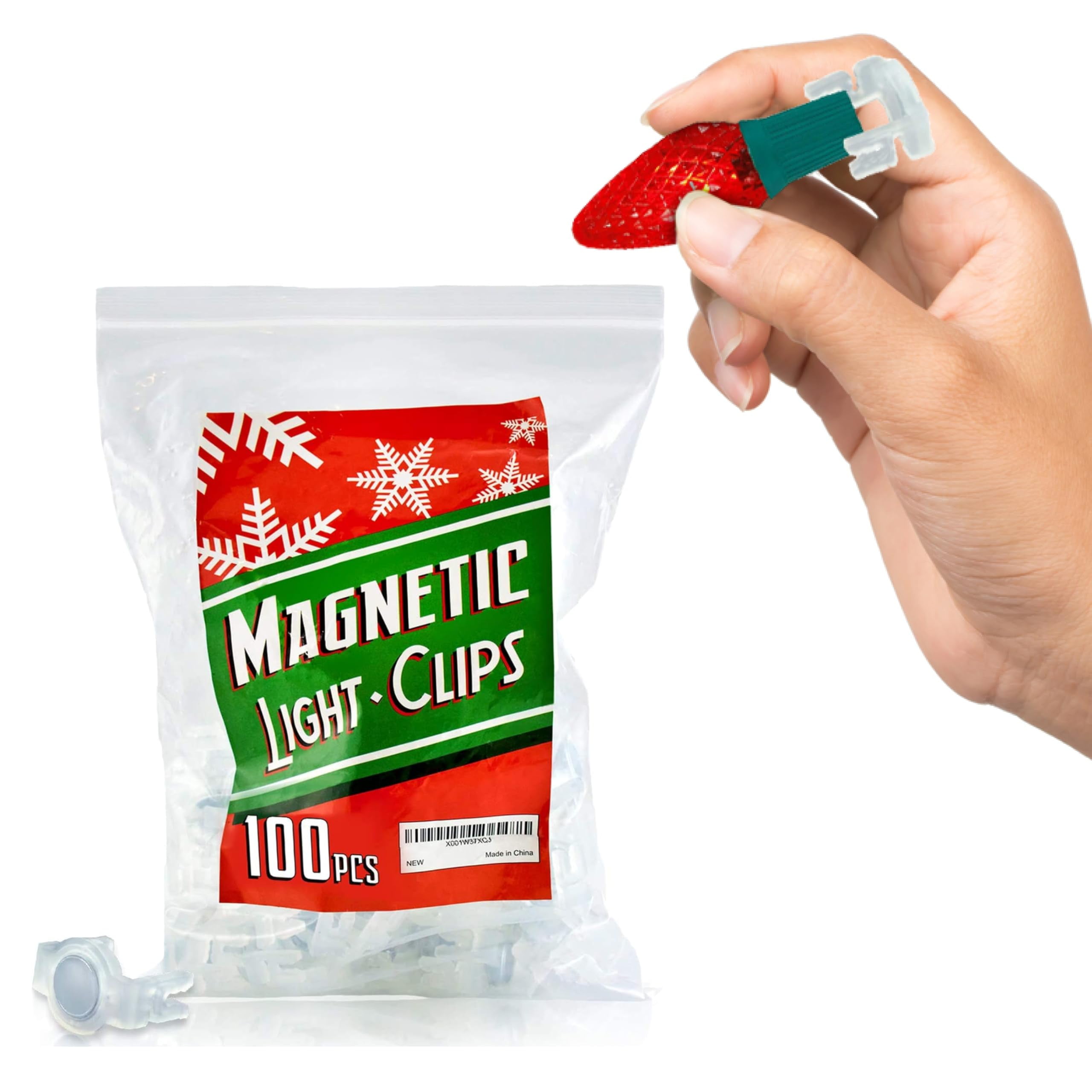 Signs Authority 100 Pack Extra Strong Magnetic Christmas Light Clips - Weather-Resistant Easter Lights Hooks for Roof, Outdoor Magnetic Light Clips for Outside Decor, Fence - Shatterproof