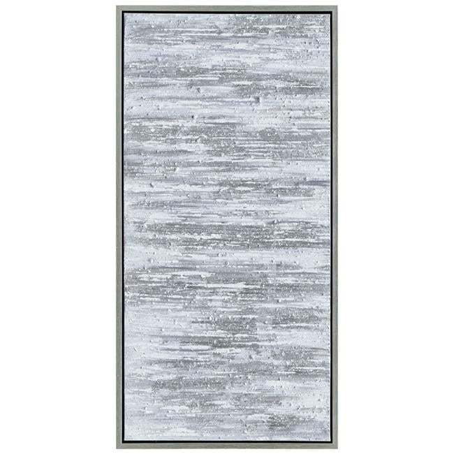 Silver Frequency Textured Hand Painted Canvas Wall Art with Silver Foil by Martin Edwards 24" x 48"