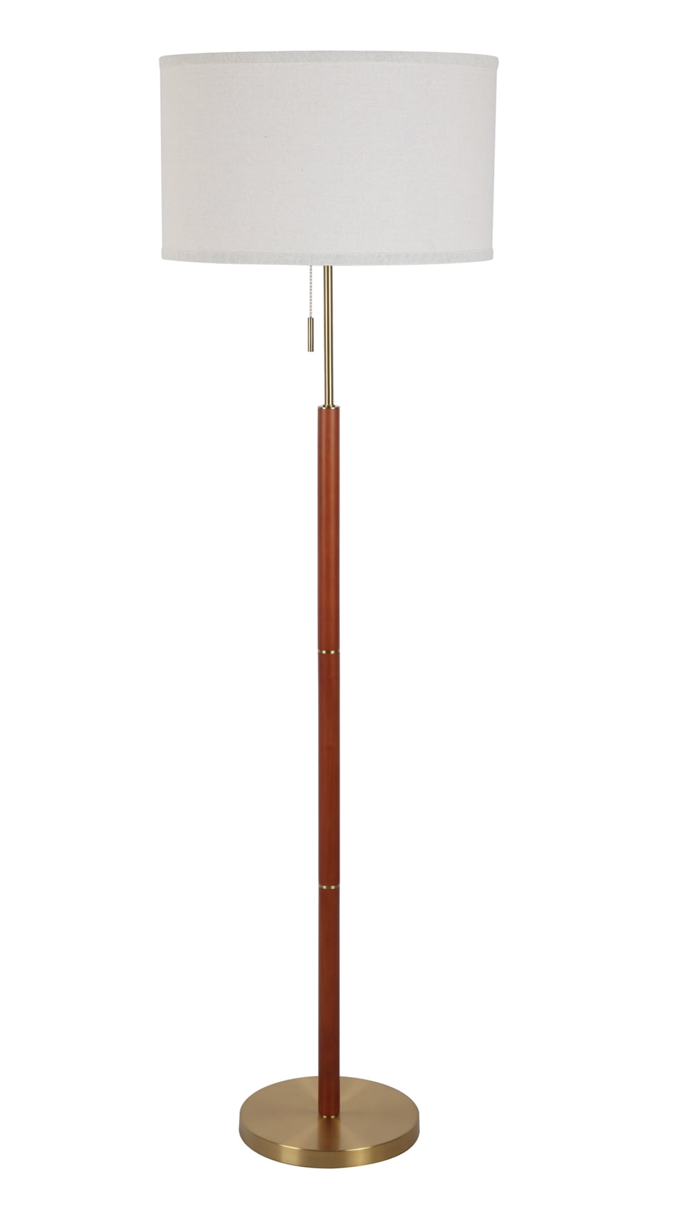 Simplee Adesso Wood and Brass 58"H Walnut Finish Floor Lamp with Pull Chain, Transitional, Adult Use