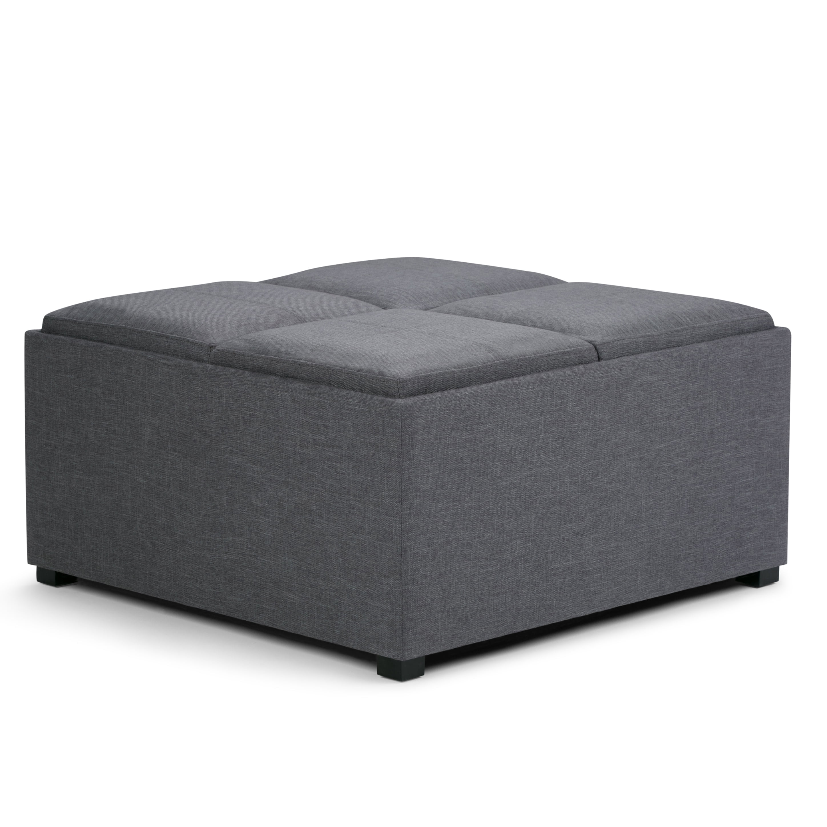 Simpli Home Avalon Coffee Table Storage Ottoman in Slate Gray