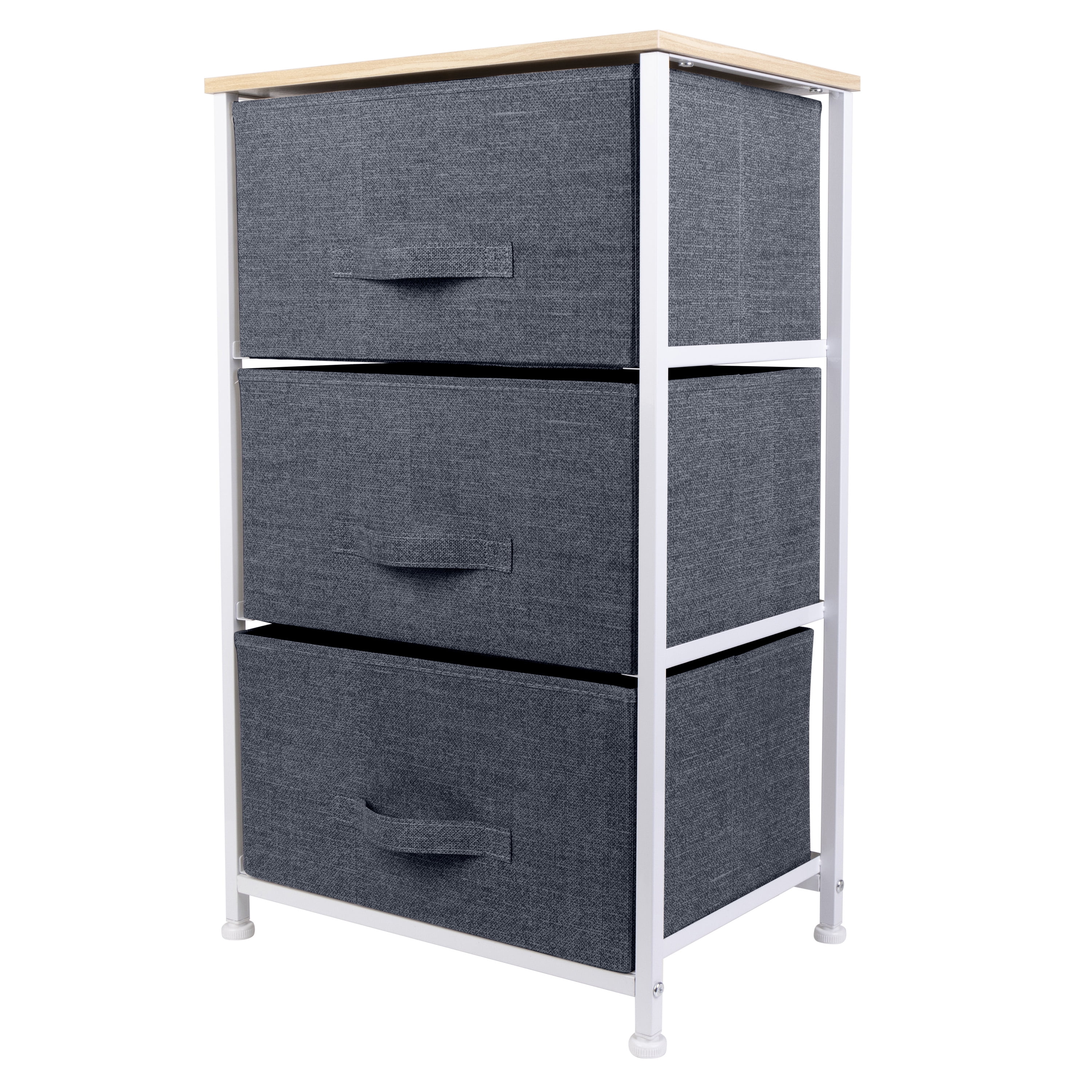 Simplify Adult 3 Drawer Storage Chest Vertical Dresser in Grey