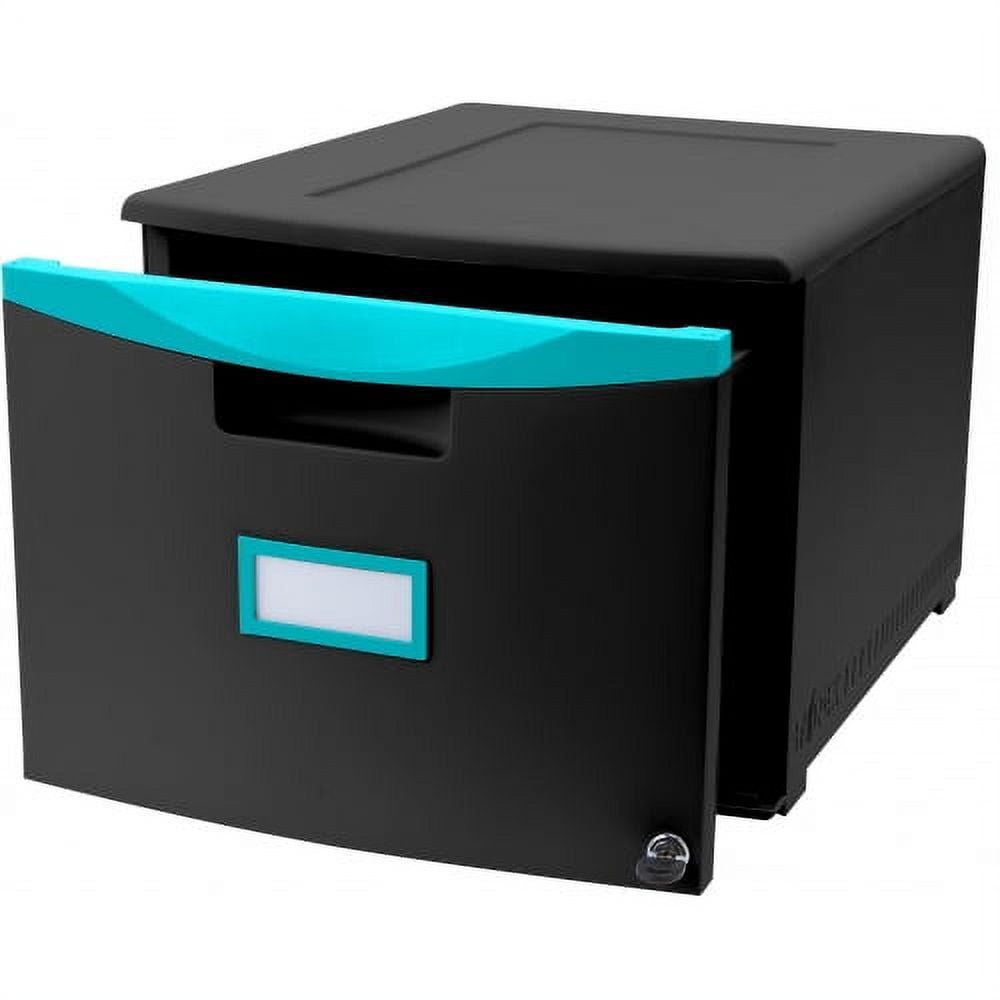 Single-Drawer Mobile Filing Cabinet 14.75w x 18.25d x 12.75h, Black/Teal