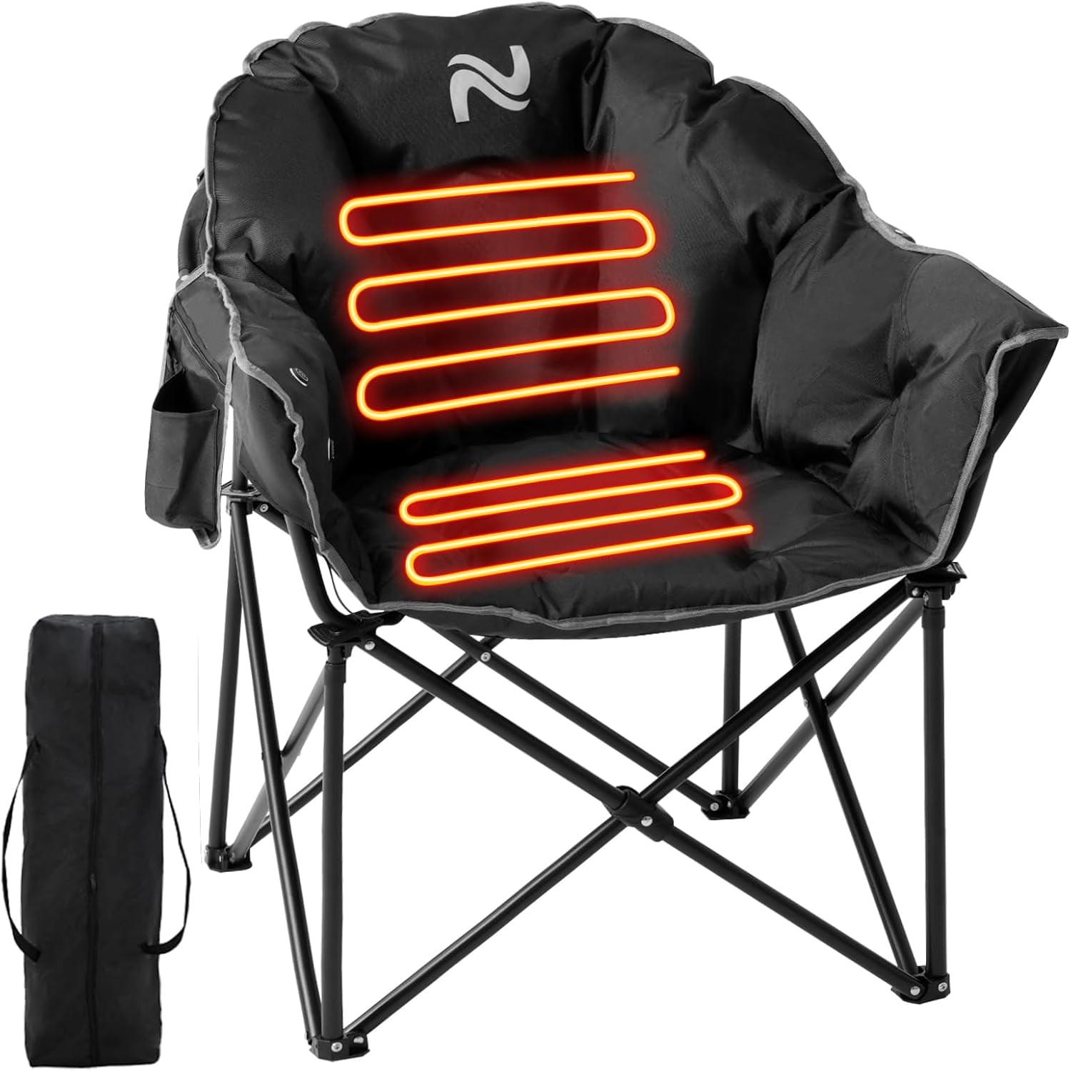 Slsy Heated Camping Chair Oversized, XL Heated Chair Outdoor Sports, 3 Heating Levels Adjustable Camping Chairs for Adults with Storage Bag, Folding Outdoor Chair