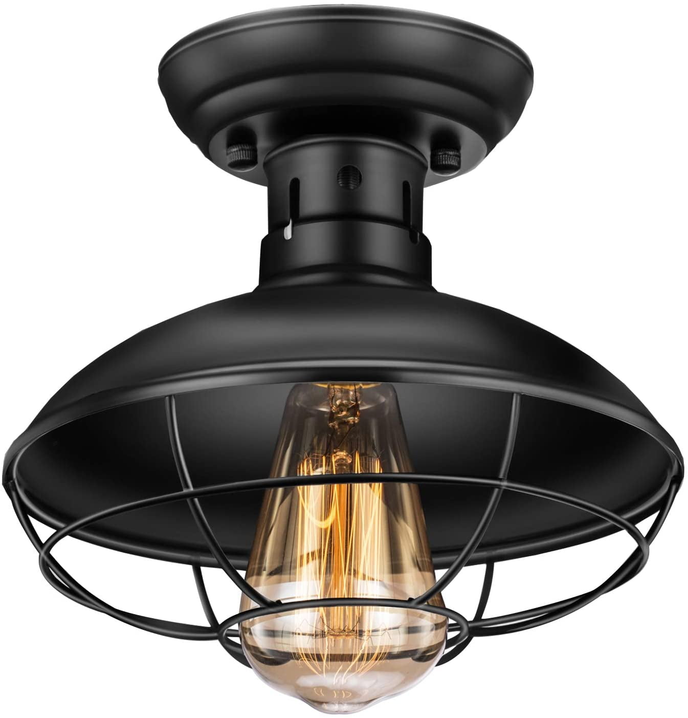 A Smile in the Mind Vintage 12” Ceiling Flush Mount Light with Glass Shade