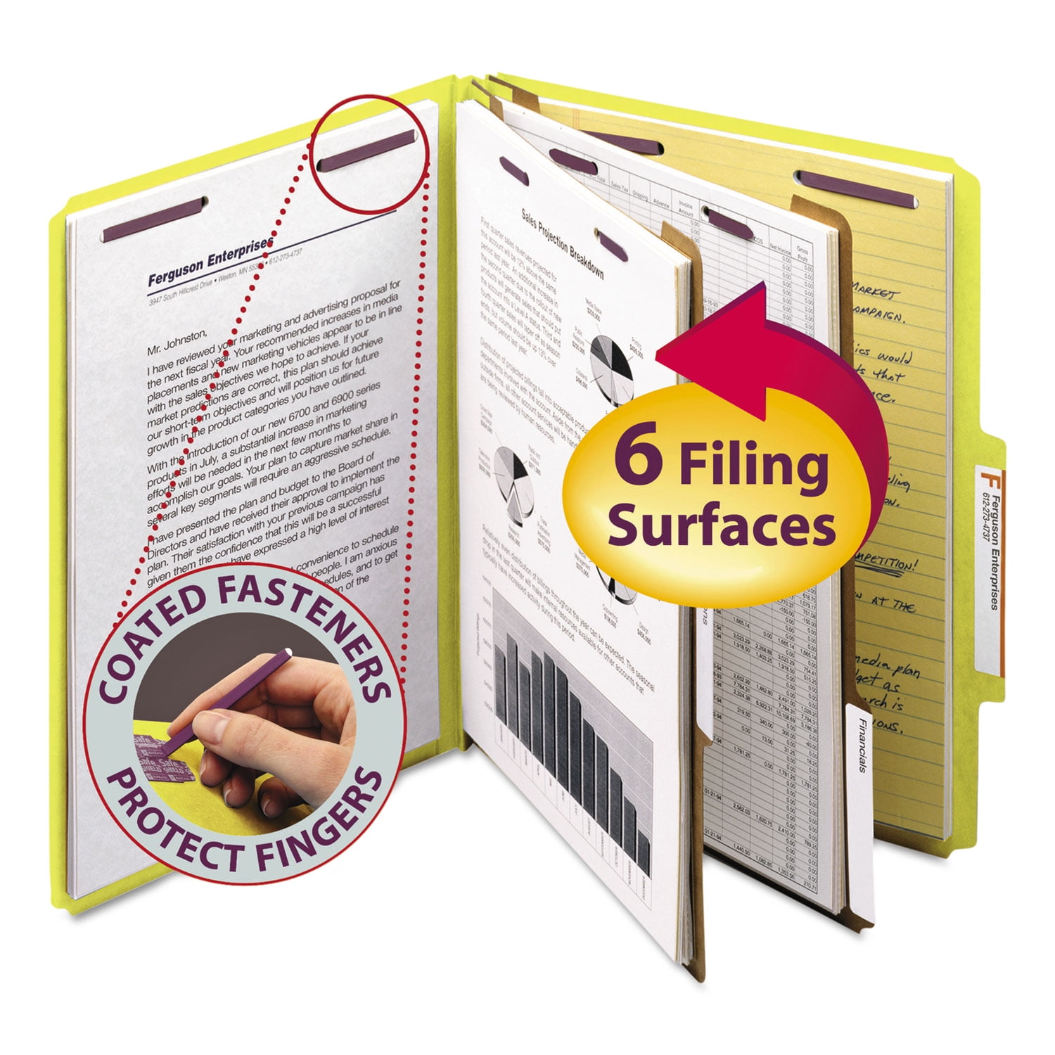 Smead Pressboard Folder,Yellow,PK10 14034