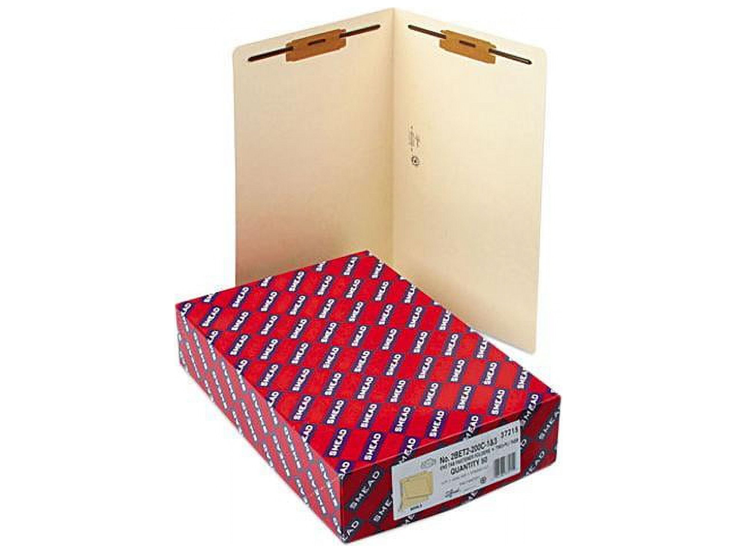 Smead 37215 Heavyweight Folders, Two Fasteners, End Tab, Legal, 14 Point Manila, 50/Box