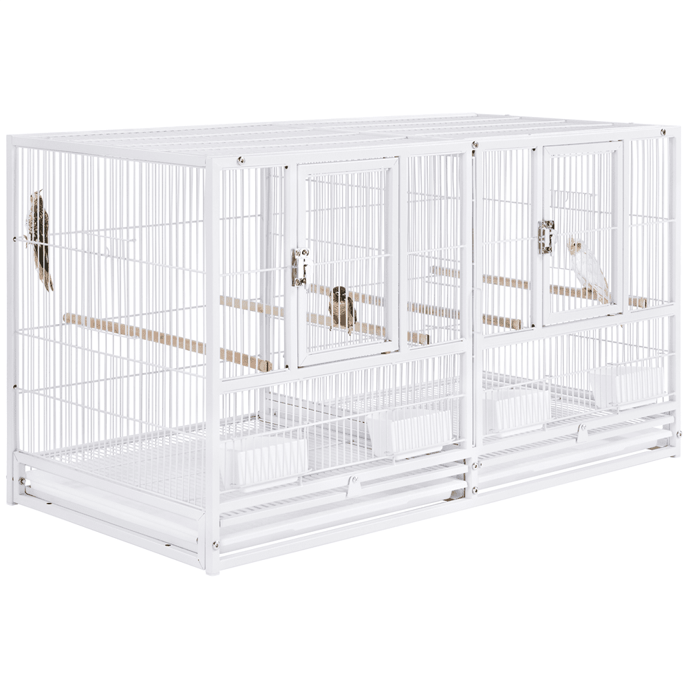 Alden Design 18" H Stackable Divided Breeder Metal Bird Cage for Small Birds, White