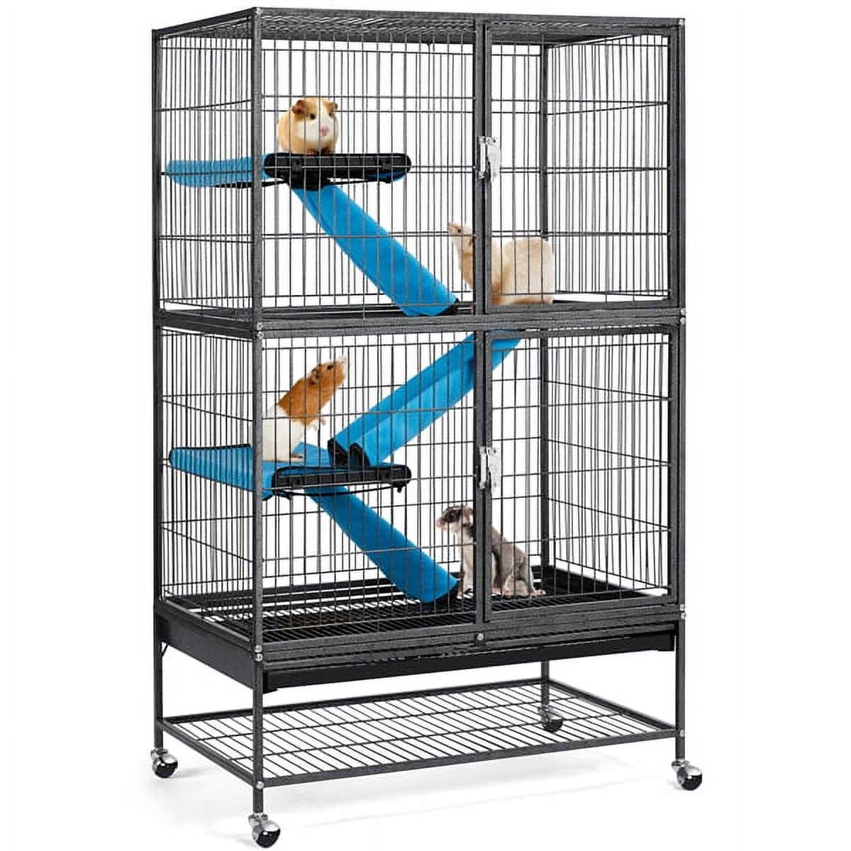 Alden Design 2-Story Rolling Metal Small Animal Cage with Removable Ramps & Platforms for Adult Rats, Ferrets, Chinchillas, Guinea Pigs