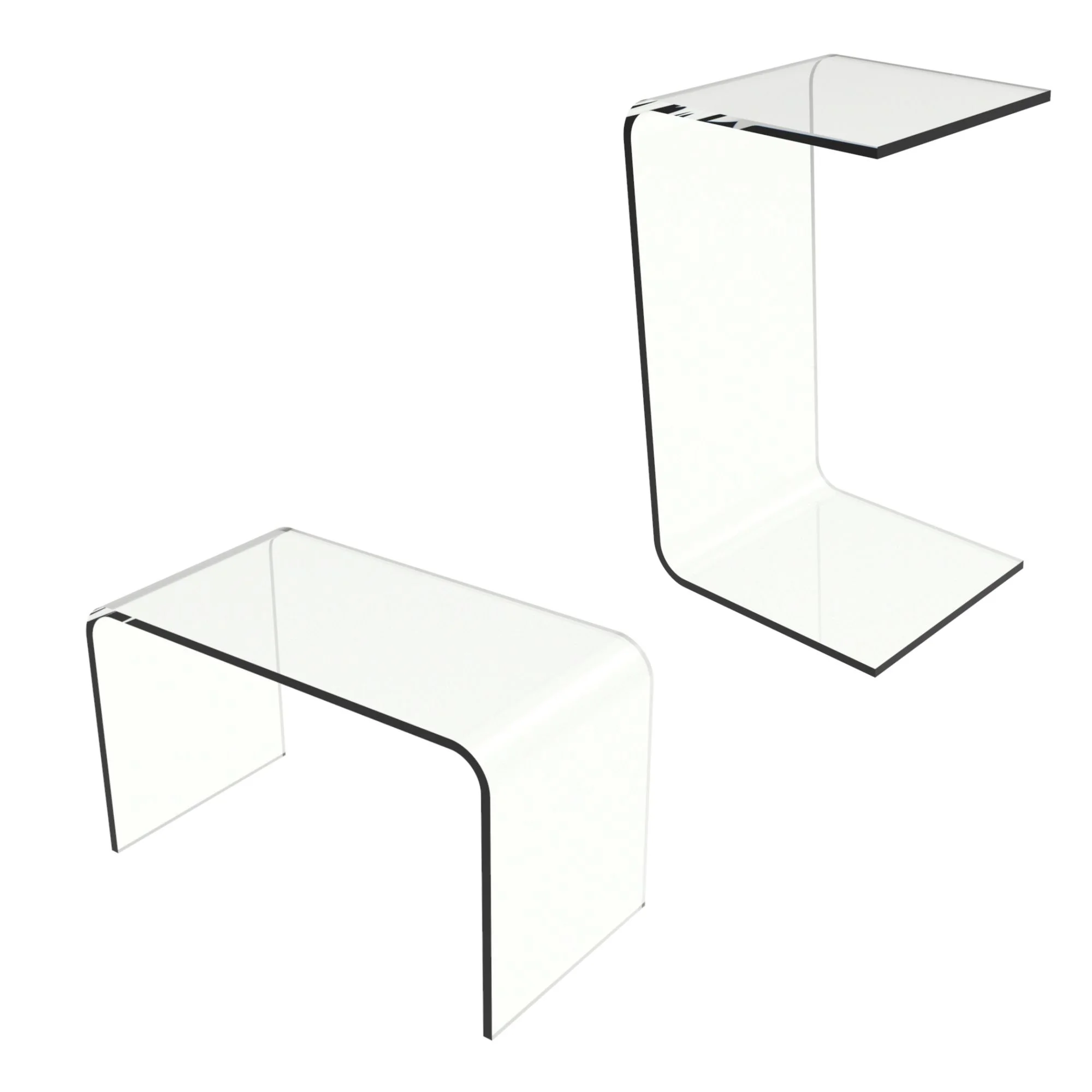 Lavish Home Acrylic Side Table, C-Shaped End Table, Laptop Lap Desk for Working, Writing, or Coloring, Modern Acrylic Furniture for Living Room, Bedroom, and Office