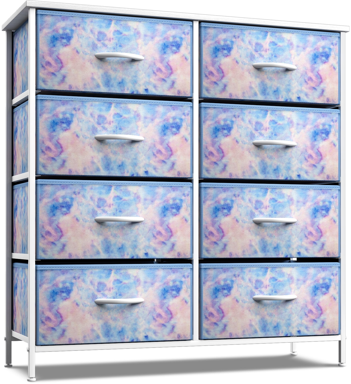 Sorbus Dresser with 8 Drawers - Furniture Storage Chest Tower Unit for Bedroom, Hallway, Closet, Office Organization - Steel Frame, Wood Top, Easy Pull Fabric Bins (8-Drawer, Blue)