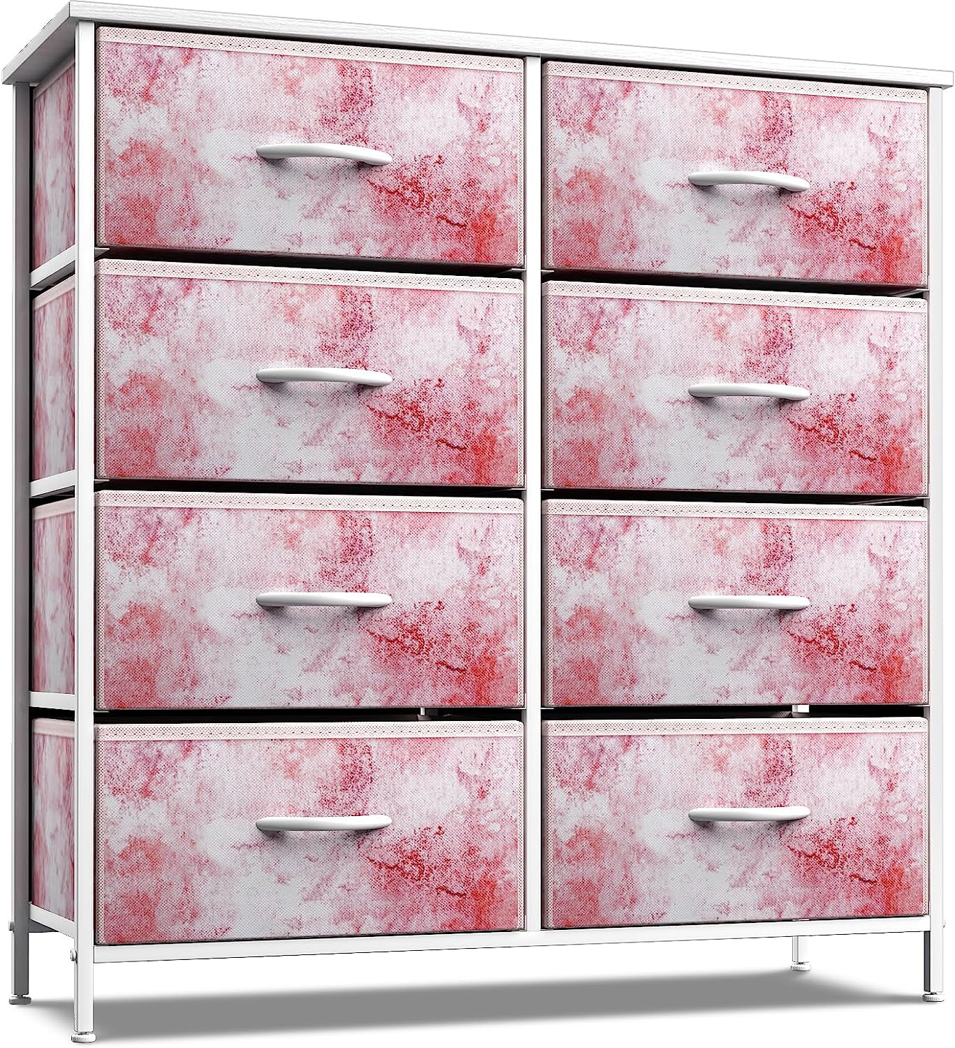 Dresser with 8 Drawers - Furniture Storage Chest Tower Unit for Bedroom, Hallway, Closet, Office Organization - Steel Frame, Wood Top, Easy Pull Fabric Bins (8-Drawer, Pink)