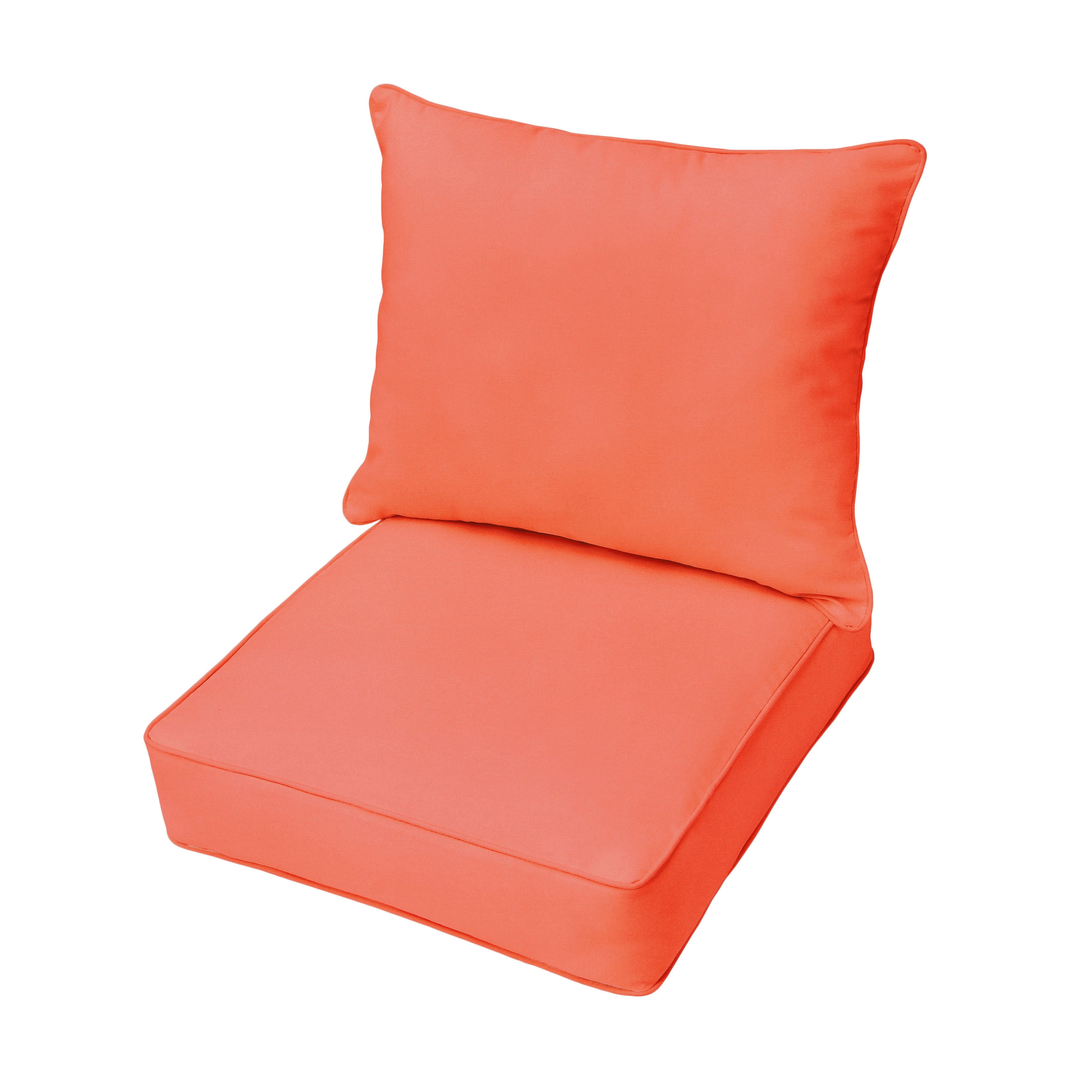 Sorra Home 23.5" x 23" Coral Solid Rectangle Cushion Set Outdoor Seating Cushions (2 Pieces)
