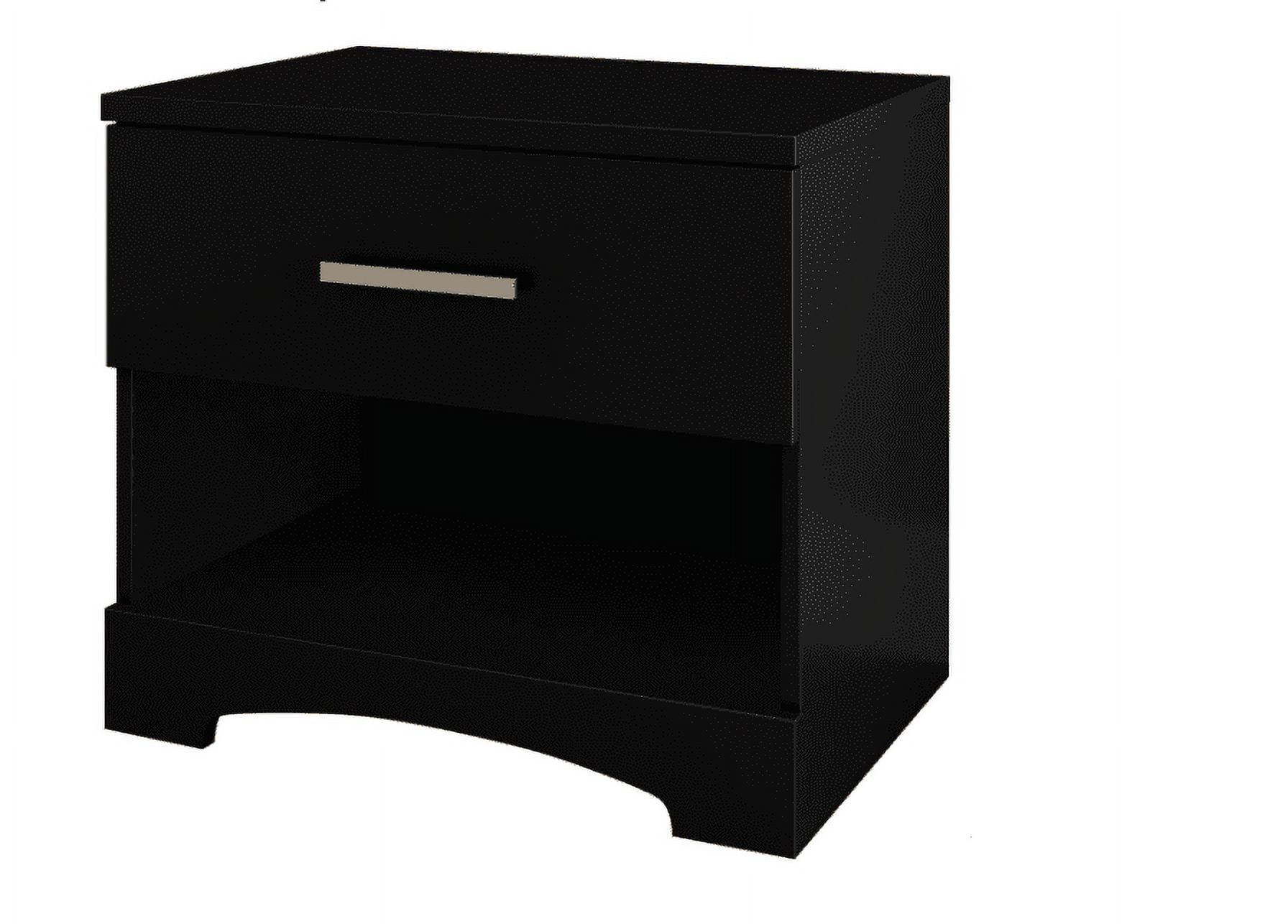 South Shore Gramercy 1-Drawer Nightstand - End Table with Storage Black