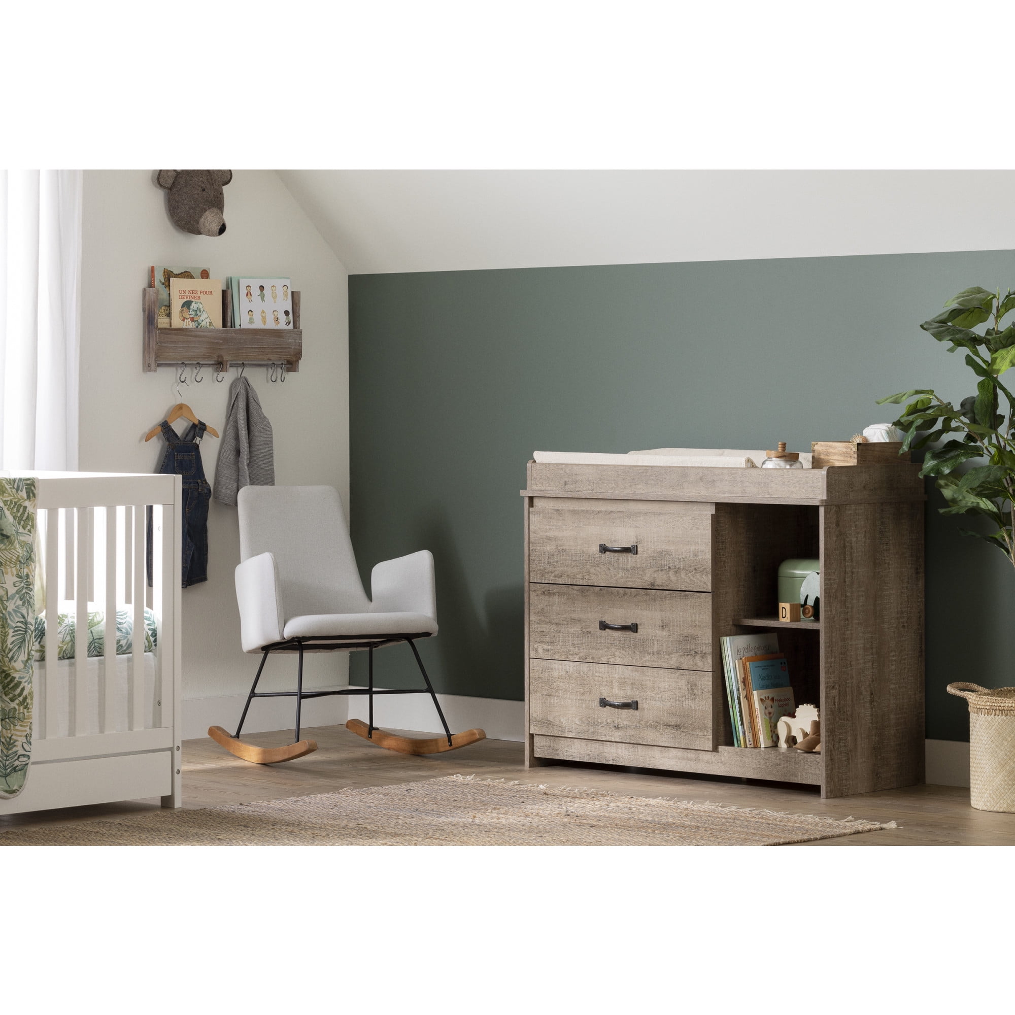 South Shore Tassio, Farmhouse Changing table, Wide Brown