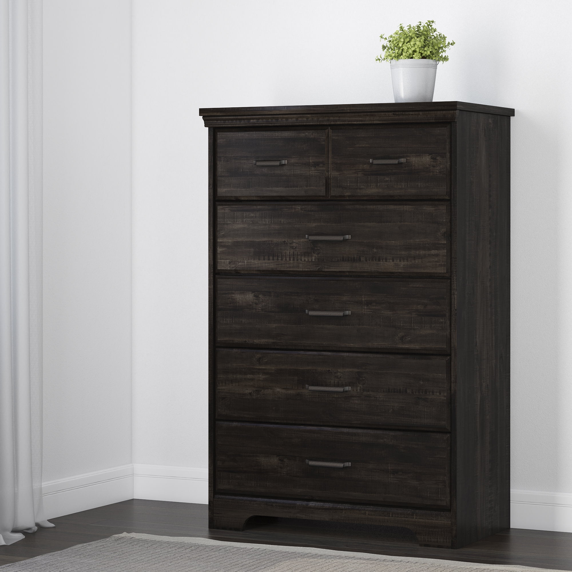 South Shore 55"x 20.5" Versa 5-Drawer Dresser, Rubbed Black
