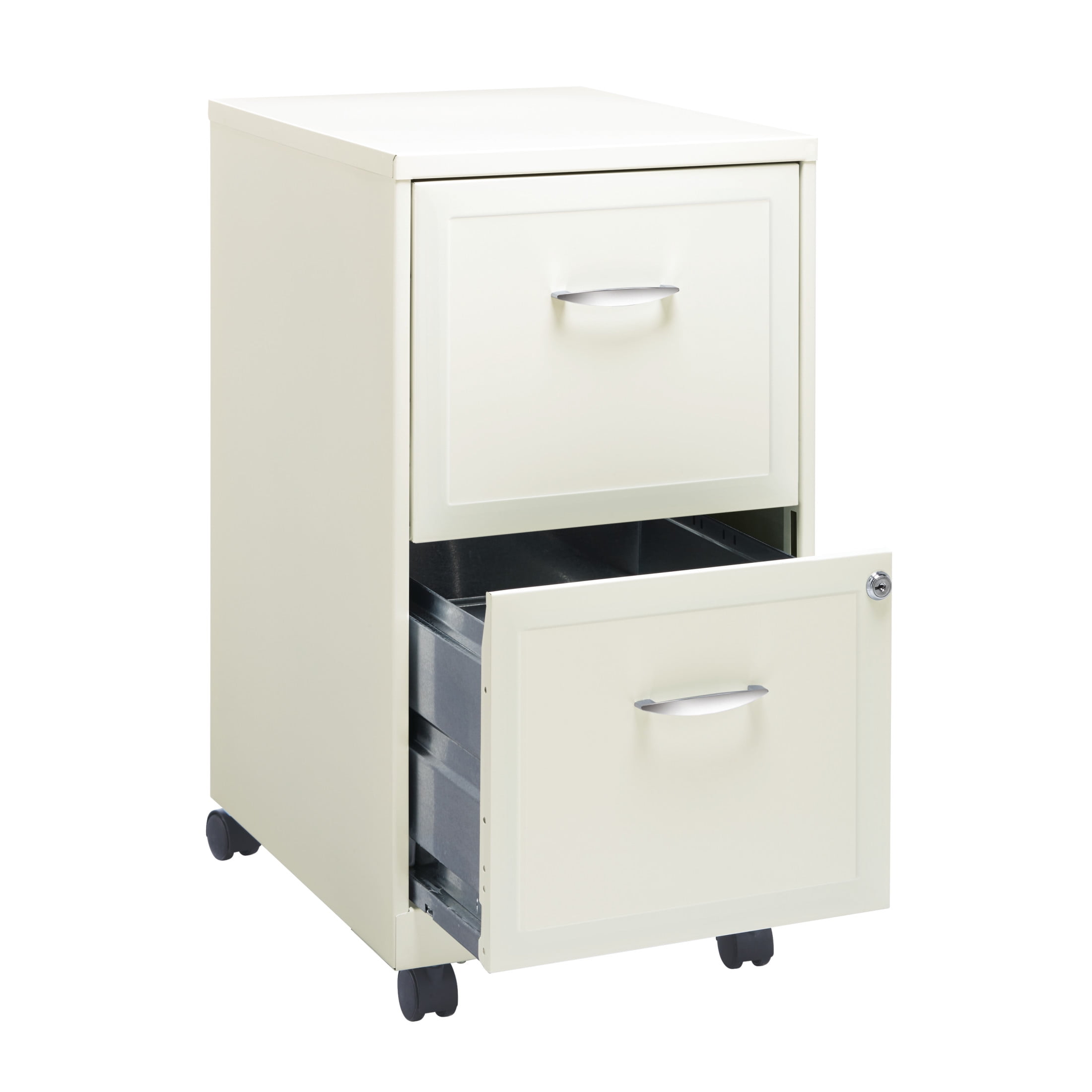Space Solutions 18" Deep 2 Drawer Mobile Letter Width Vertical File Cabinet, White