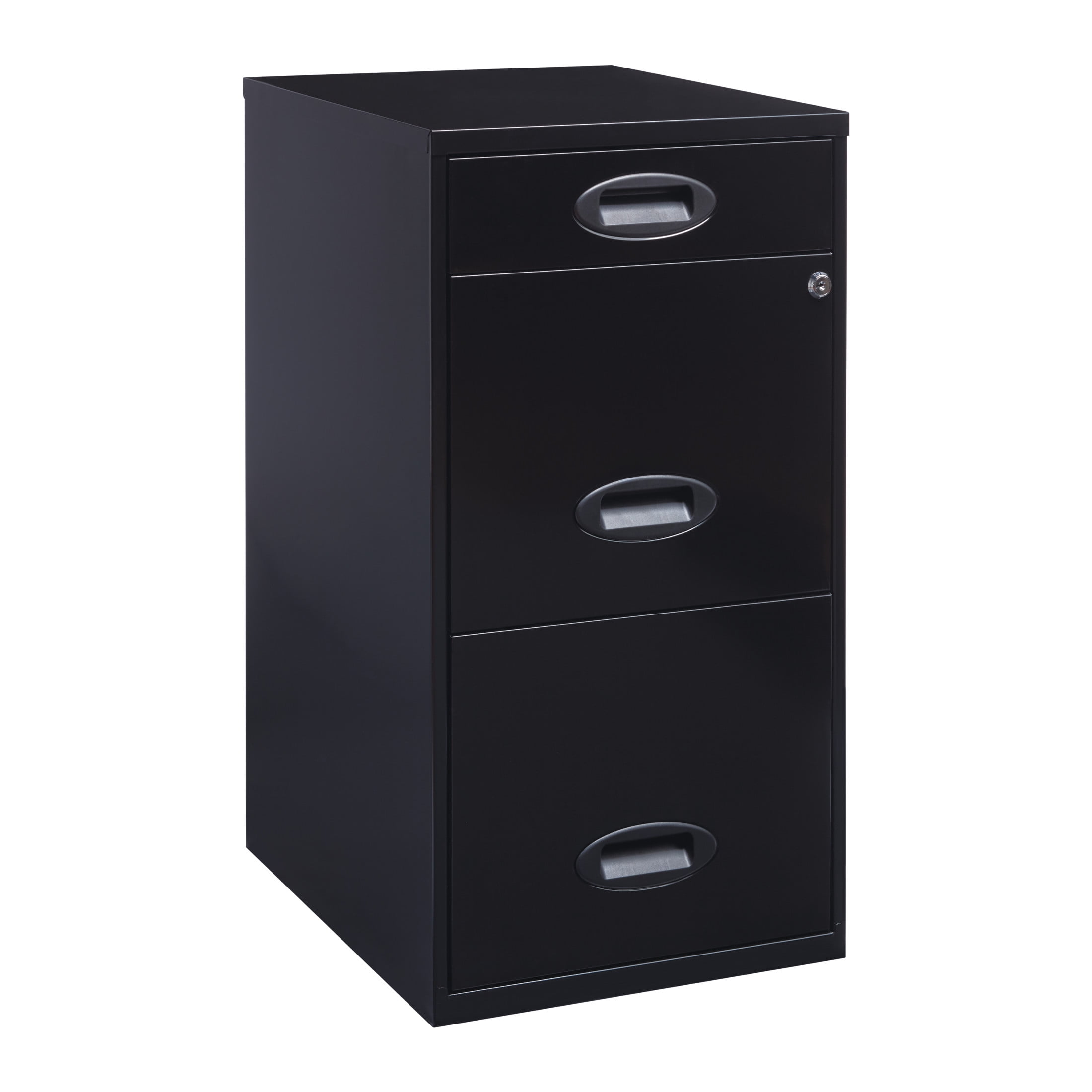 Space Solutions 3 Drawer Letter Width Vertical File Cabinet with Pencil Drawer, Black