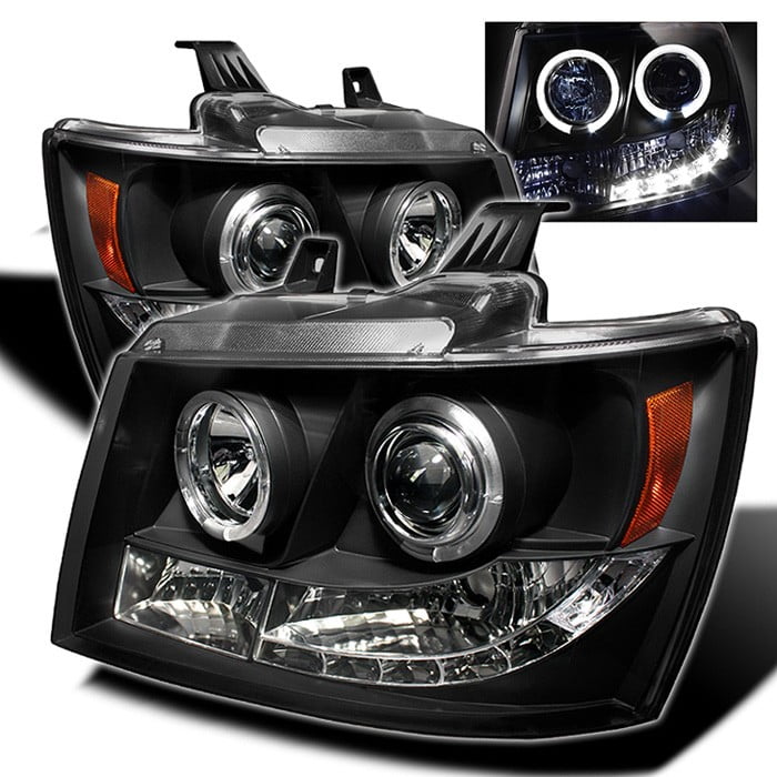 Spyder Chevy Suburban 1500/2500 07-14 / Chevy Tahoe 07-14 / Avalanche 07-14 Projector Headlights - LED Halo - LED ( Replaceable LEDs ) - Black - High
