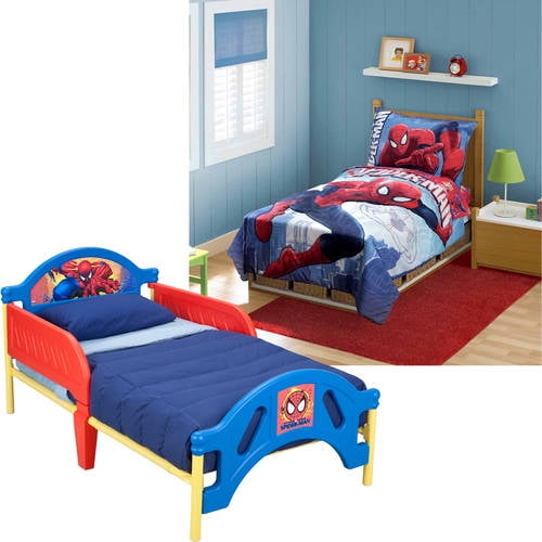Spider-Man Toddler Bed with matching Toddler Bedding Value Bundle