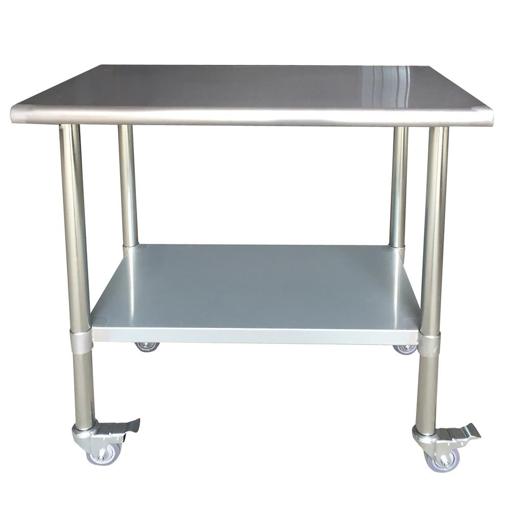 Sportsman Series Stainless Steel Work Table with Casters 24 x 36 Inches