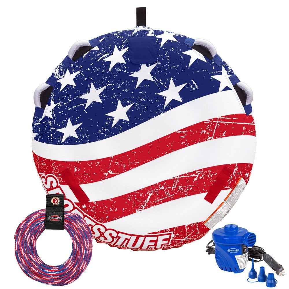 Sportsstuff Stars & Stripes 2-Rider Towable Tube Kit with Pump and Tow Rope